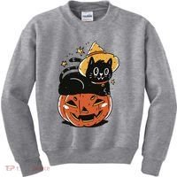 Pumpkin Cat Halloween Cute Festive Kids Sweatshirt thumb 0