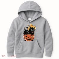 Pumpkin Cat Halloween Cute Festive Kids Hoodie thumb 0