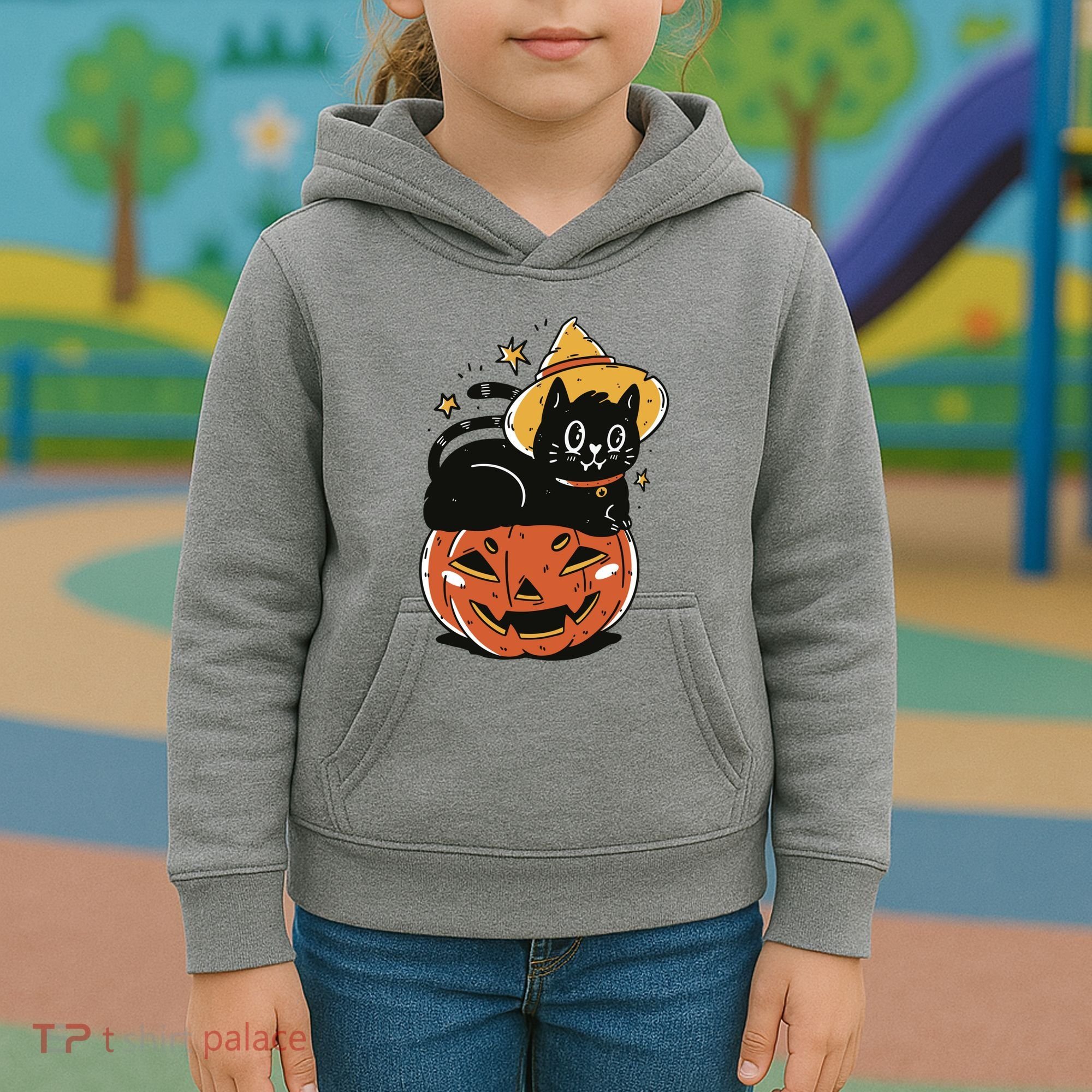 Pumpkin Cat Halloween Cute Festive Kids Hoodie