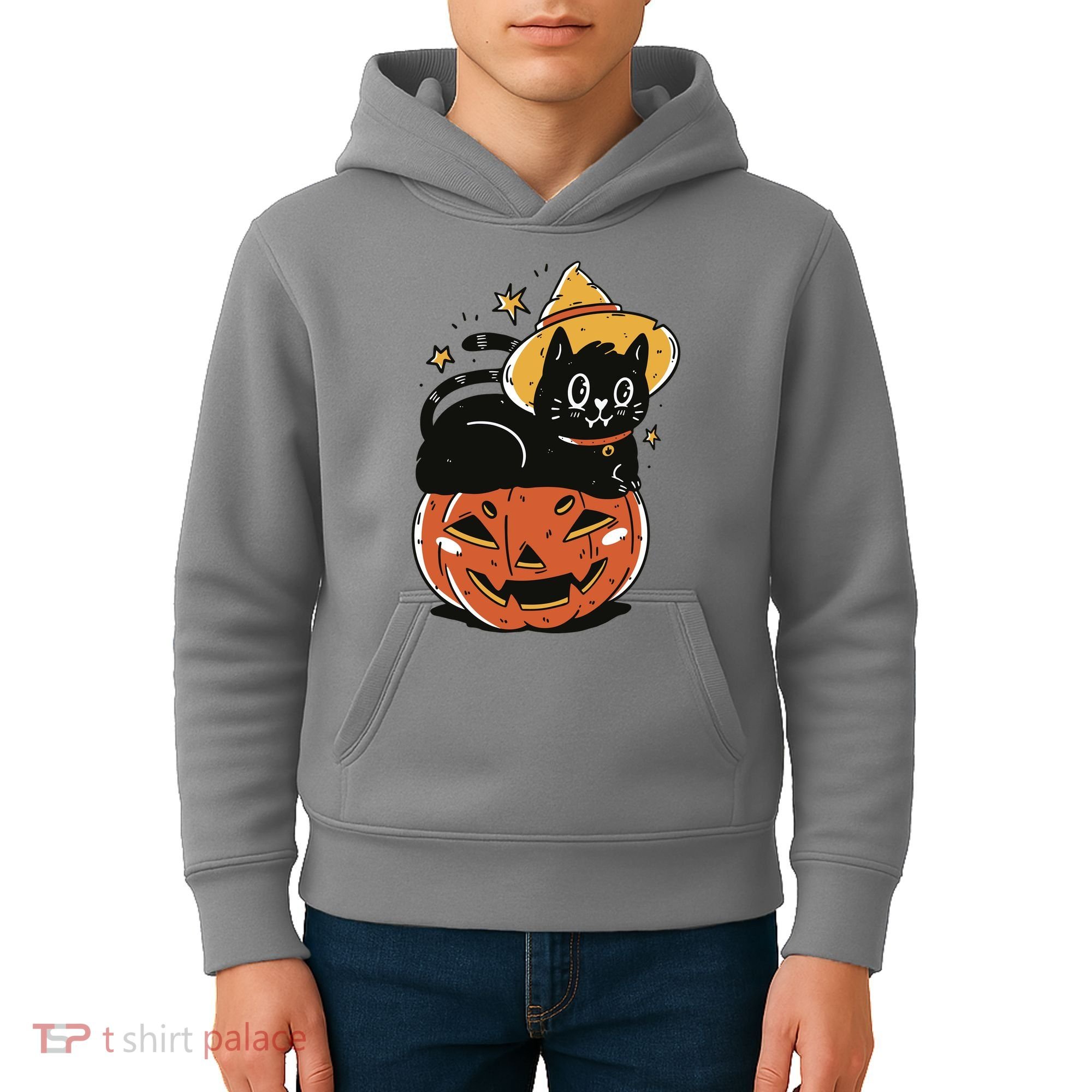 Pumpkin Cat Halloween Cute Festive Kids Hoodie