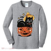 Pumpkin Cat Halloween Cute Festive Kids Long Sleeve Shirt thumb 0