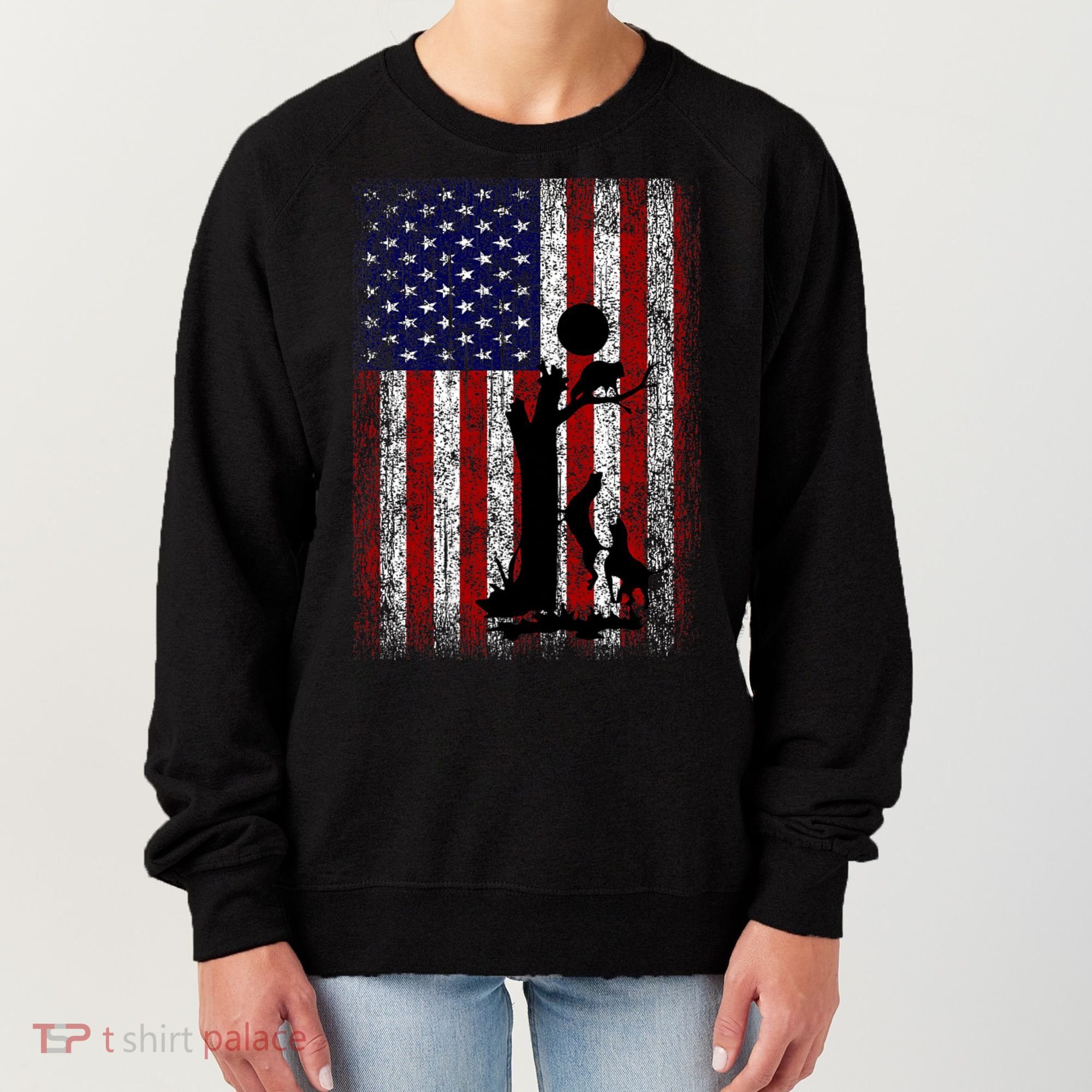 Patriotic Coon Hunting Dogs American Flag Women's Sweatshirt