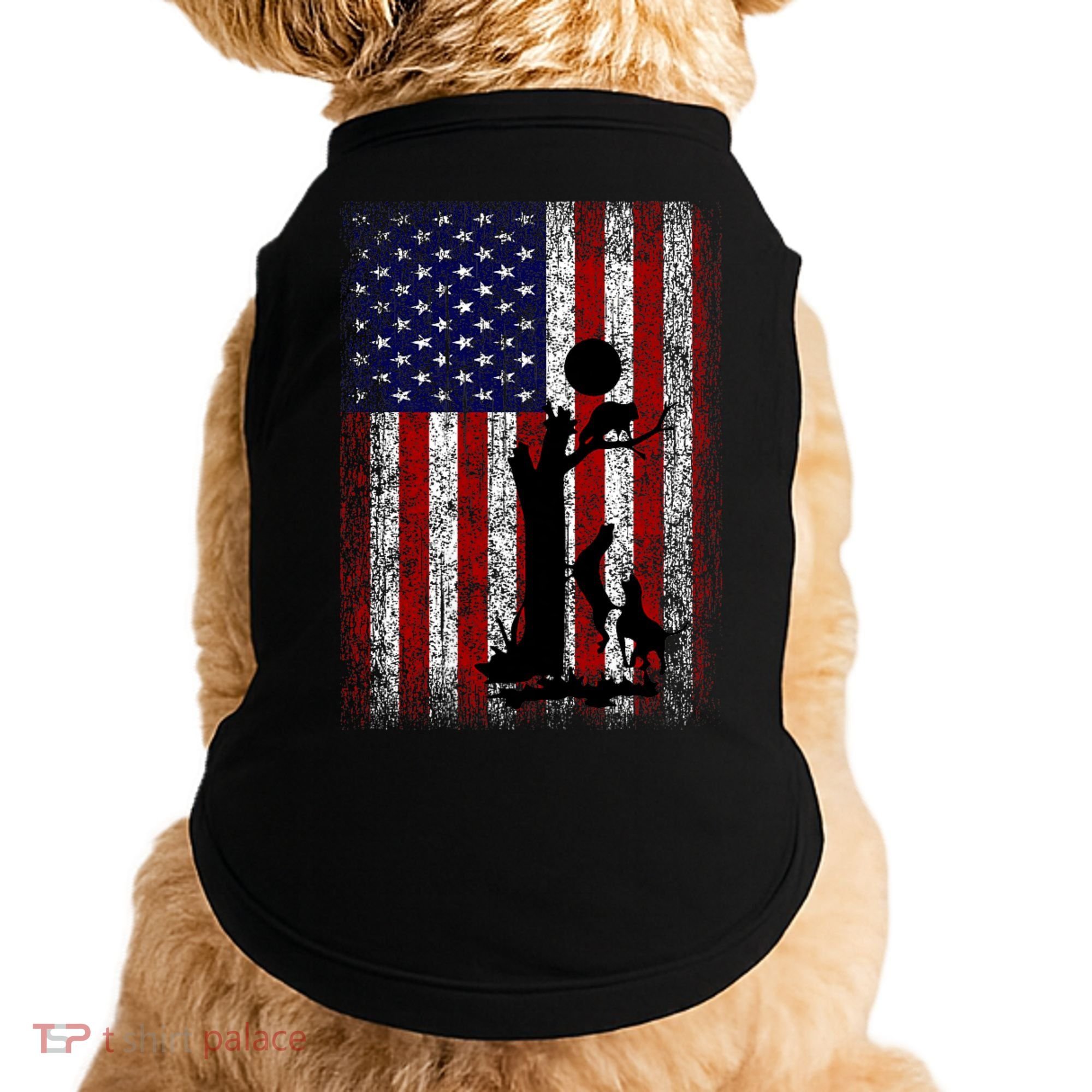 Patriotic Coon Hunting Dogs American Flag Doggie Tank
