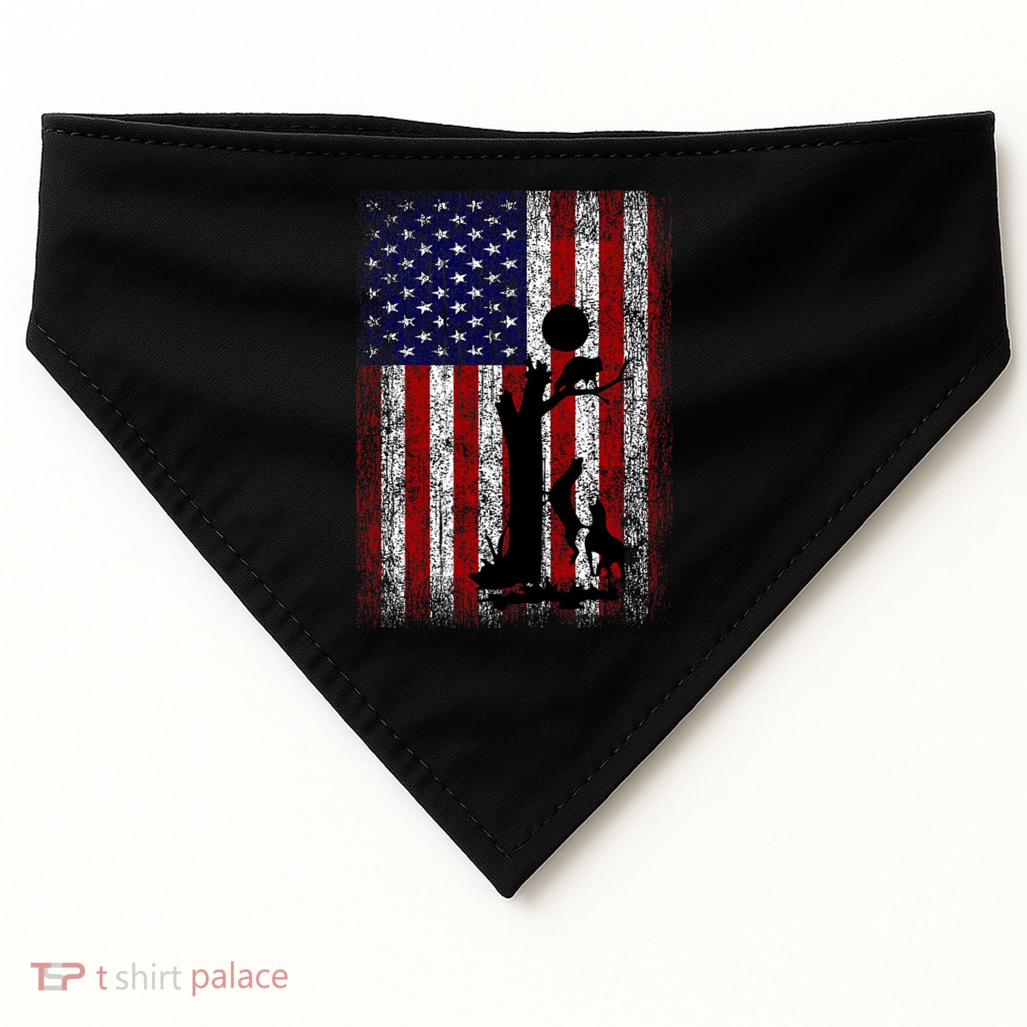Patriotic Coon Hunting Dogs American Flag USA-Made Doggie Bandana