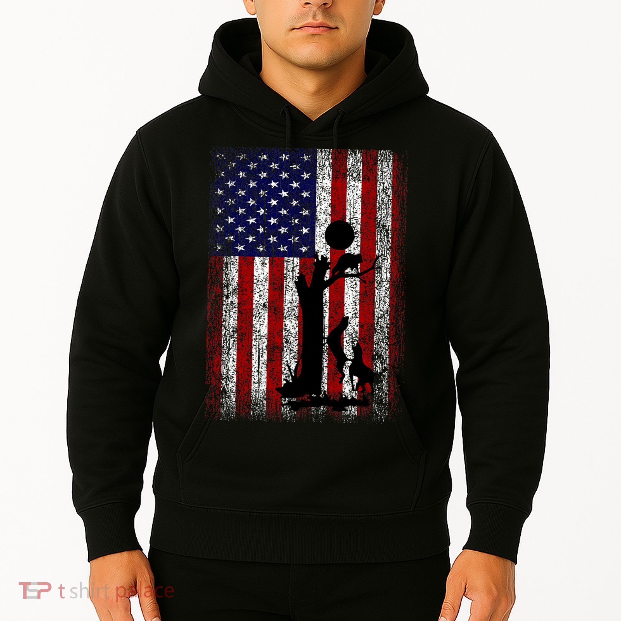 Patriotic Coon Hunting Dogs American Flag Hoodie