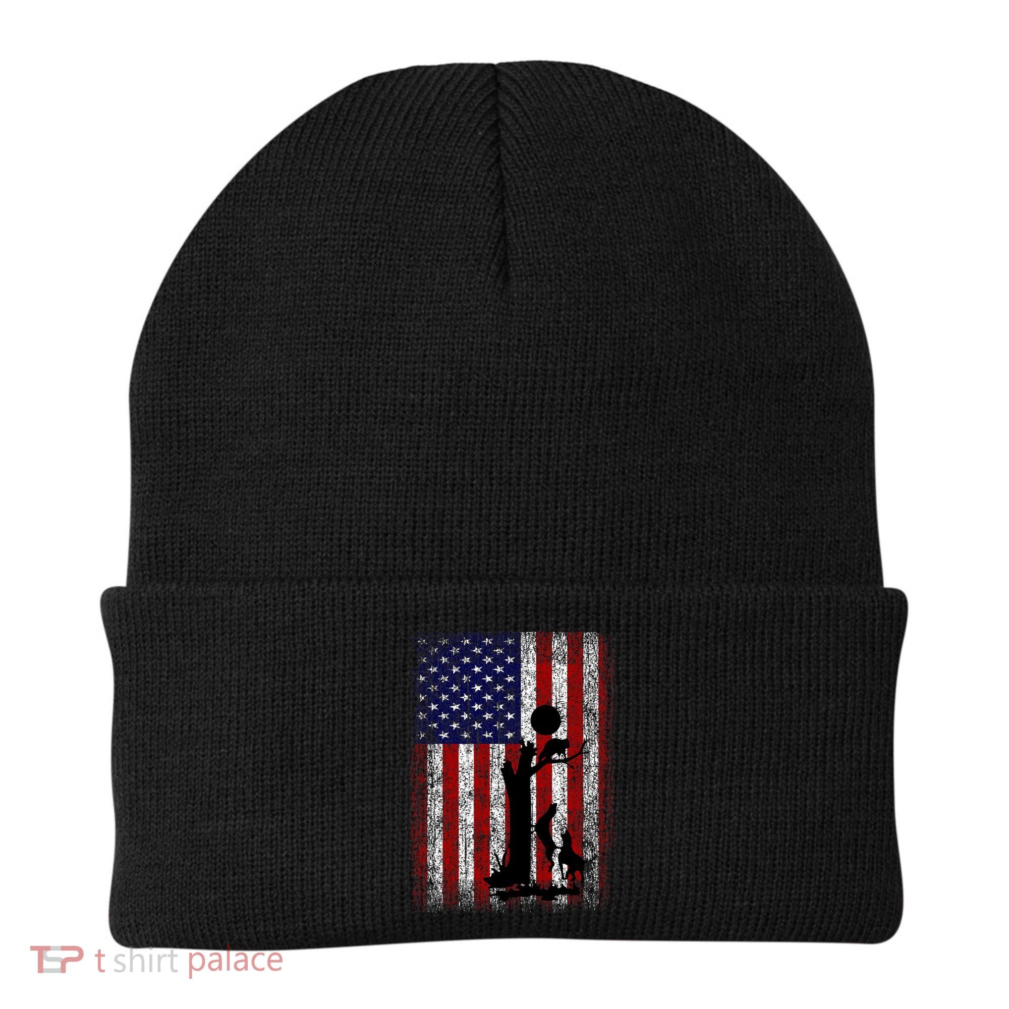 Patriotic Coon Hunting Dogs American Flag Beanie