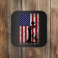 Patriotic Coon Hunting Dogs American Flag Coaster thumb 0