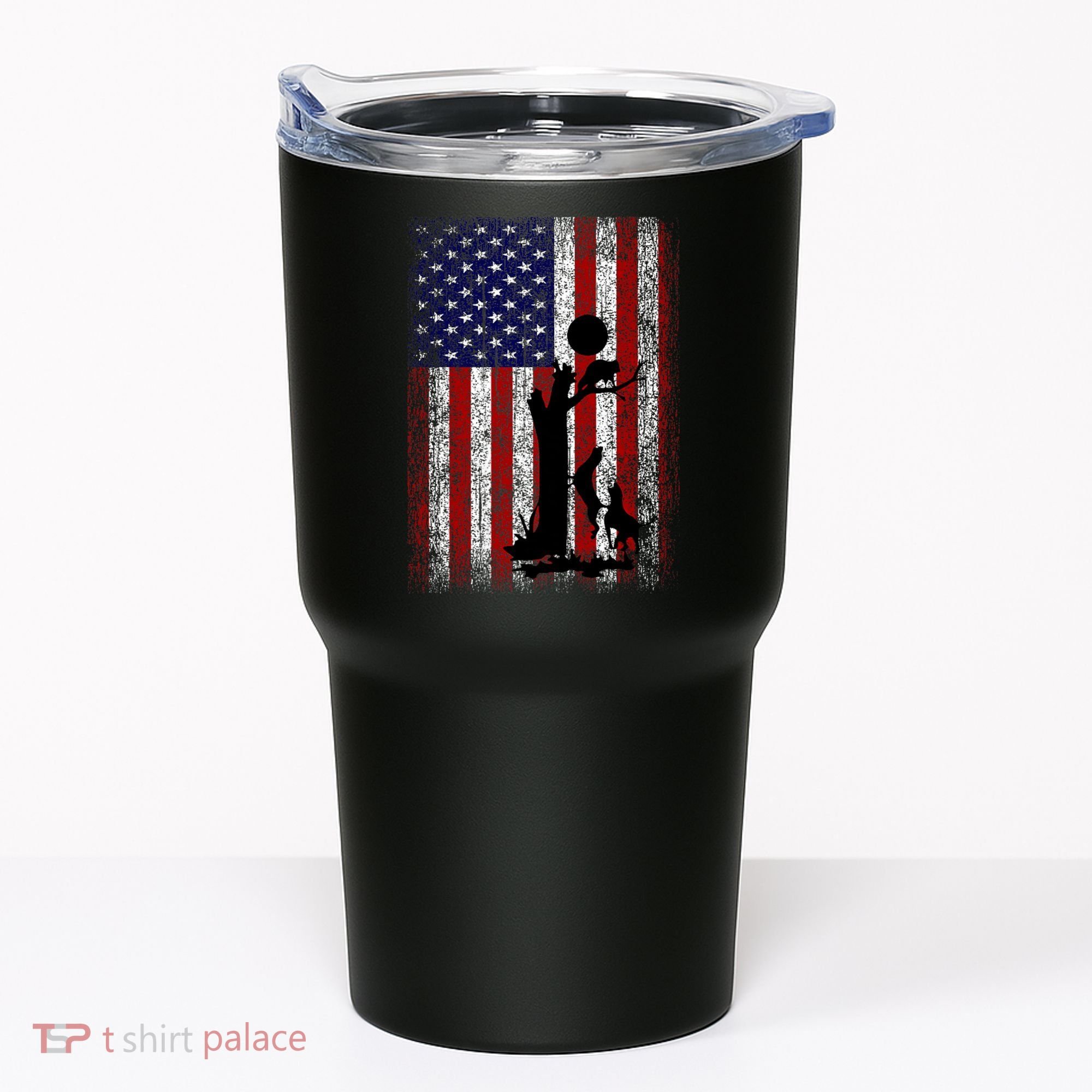 Patriotic Coon Hunting Dogs American Flag Tumbler
