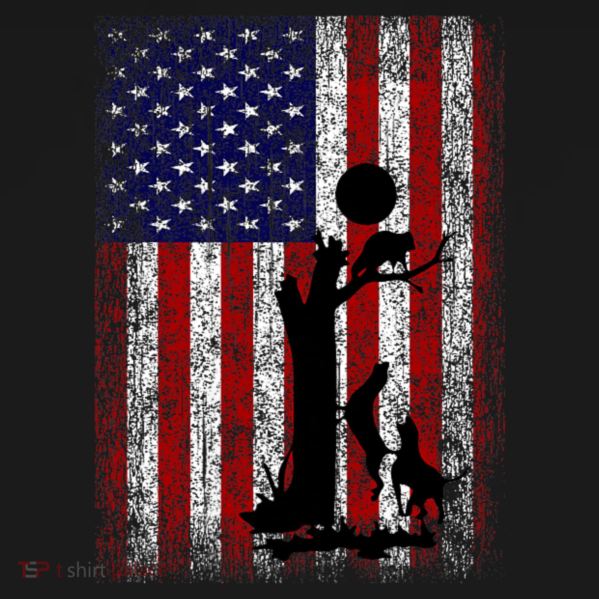 Patriotic Coon Hunting Dogs American Flag Mousepad