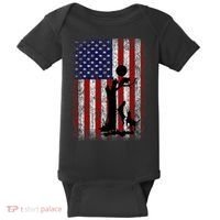 Patriotic Coon Hunting Dogs American Flag Baby Bodysuit thumb 0
