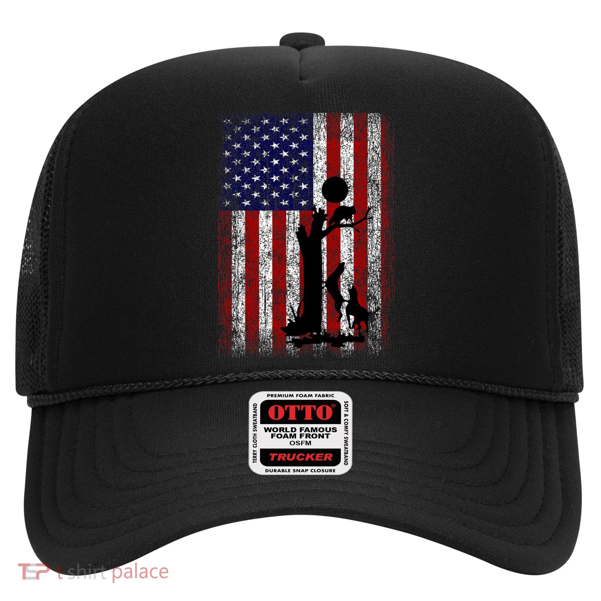 Patriotic Coon Hunting Dogs American Flag Hat