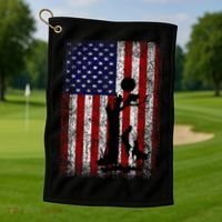 Patriotic Coon Hunting Dogs American Flag Golf Towel thumb 1