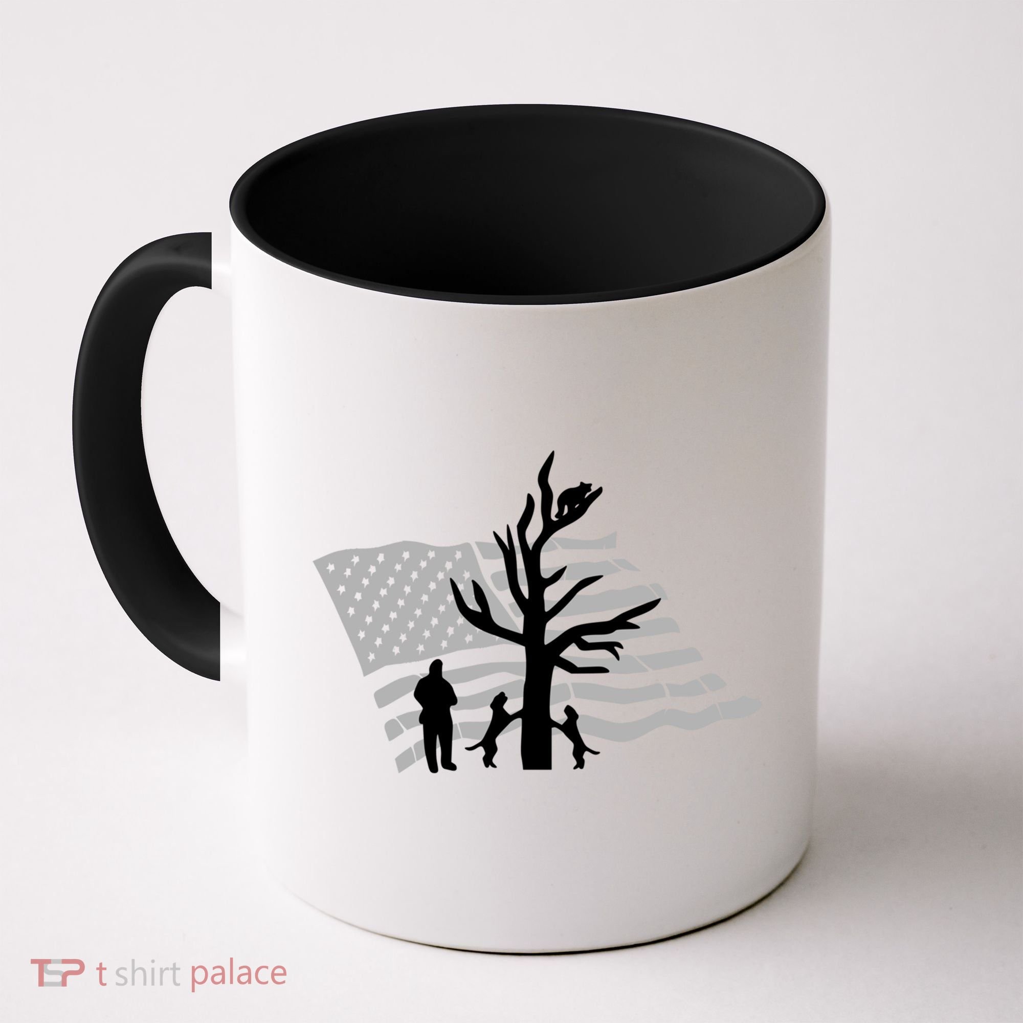 Patriotic Coon Hunting Dogs American Flag Gift Coffee Mug