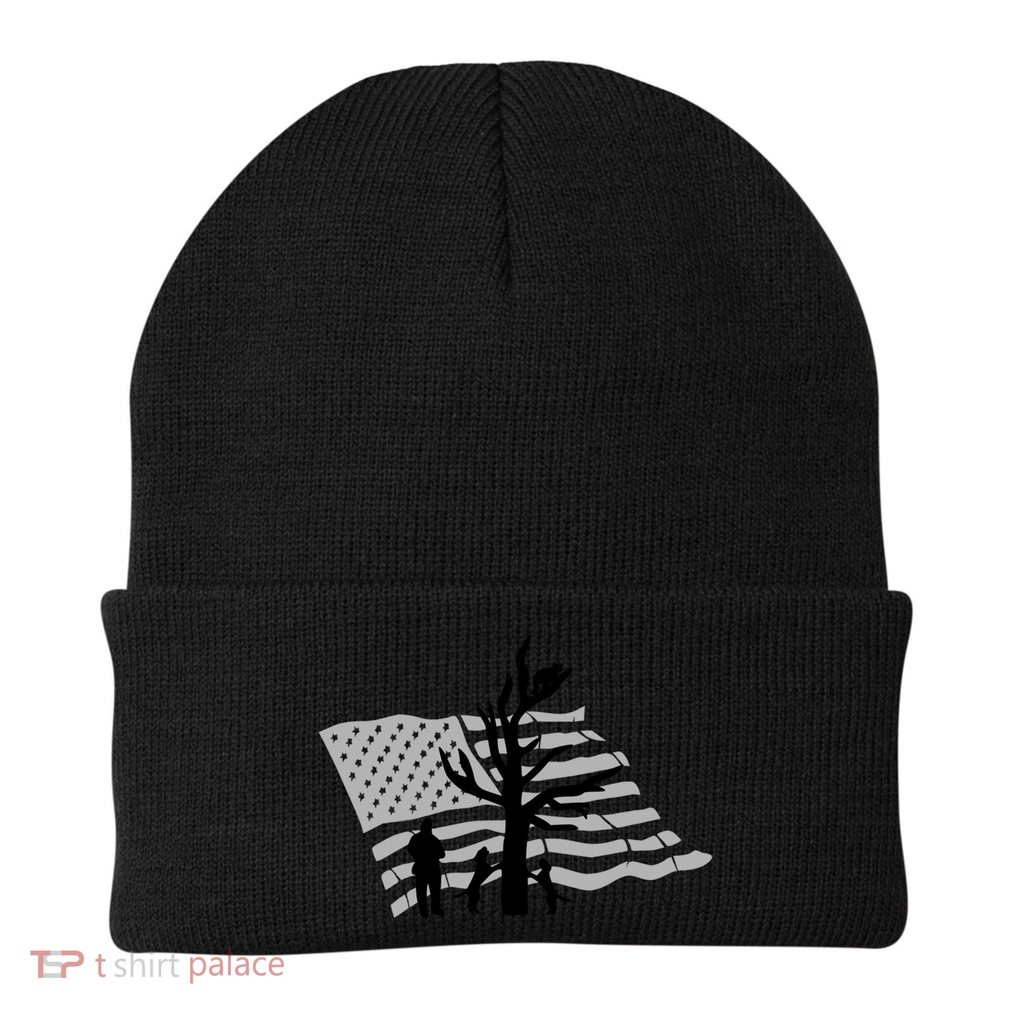 Patriotic Coon Hunting Dogs American Flag Gift Beanie