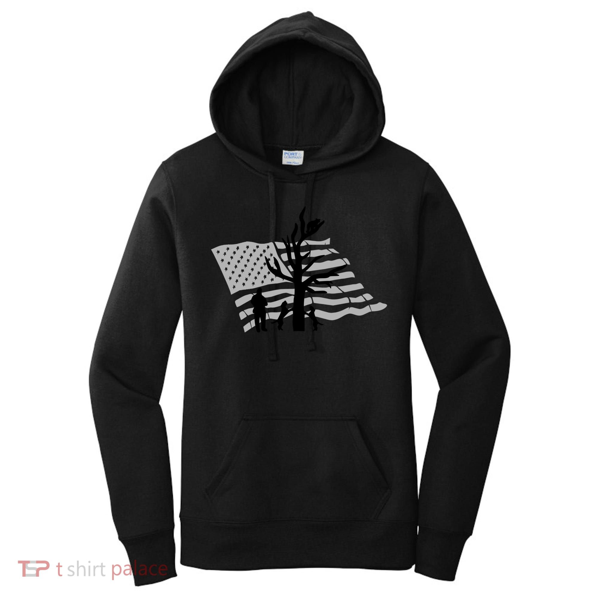 Patriotic Coon Hunting Dogs American Flag Gift Women's Hoodie