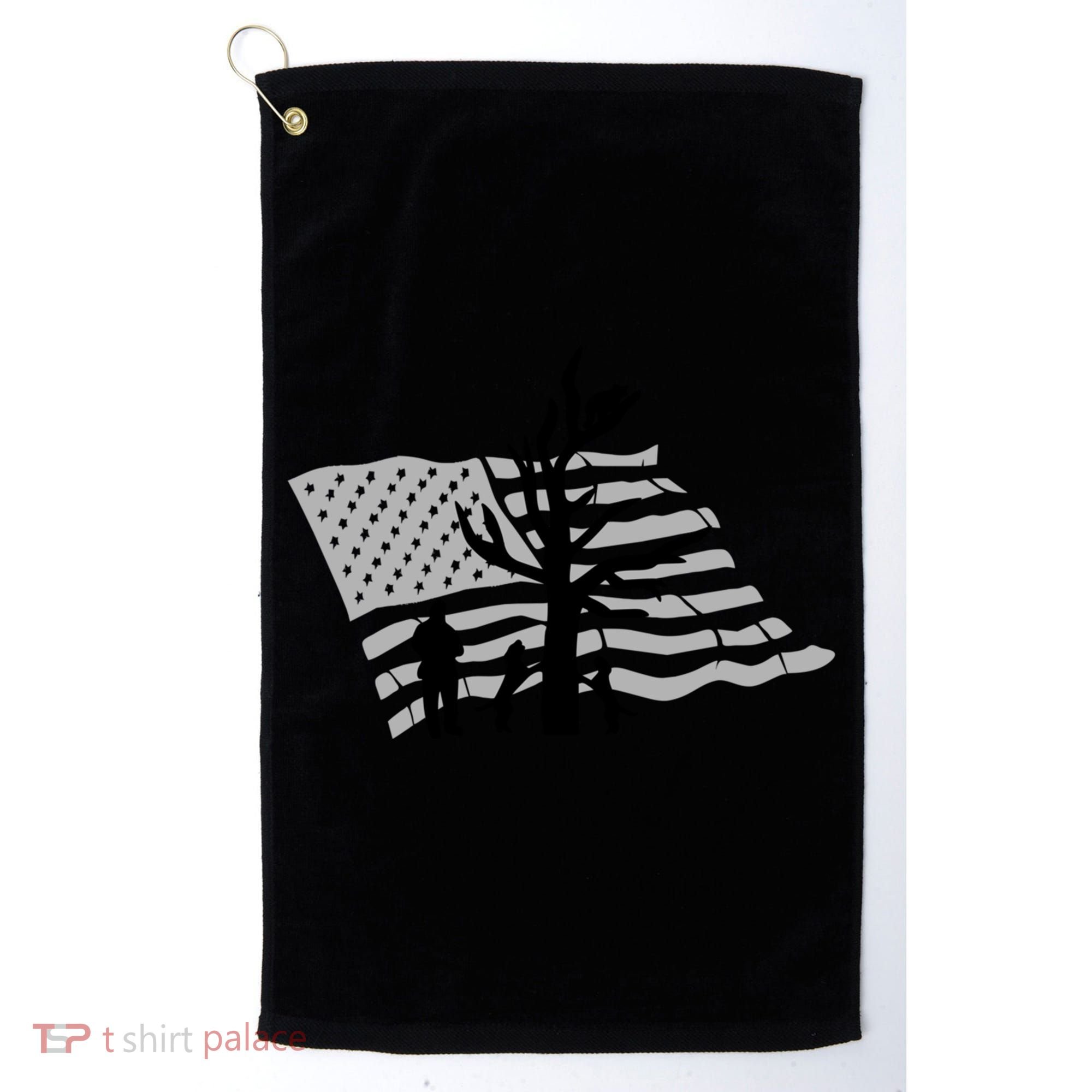 Patriotic Coon Hunting Dogs American Flag Gift Golf Towel