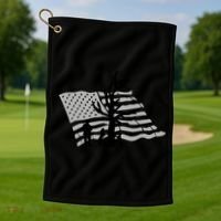 Patriotic Coon Hunting Dogs American Flag Gift Golf Towel thumb 1
