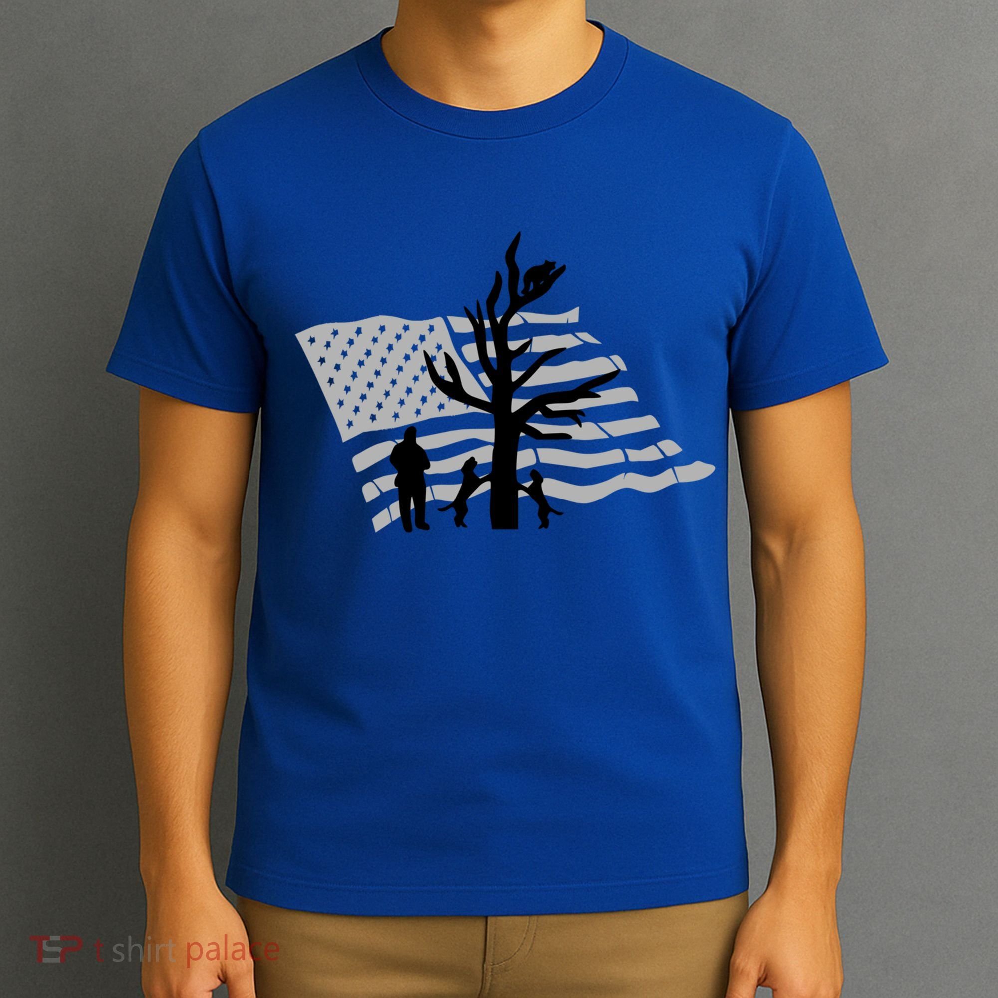 Patriotic Coon Hunting Dogs American Flag Gift T-Shirt