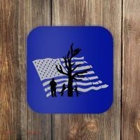 Patriotic Coon Hunting Dogs American Flag Gift Coaster thumb 0