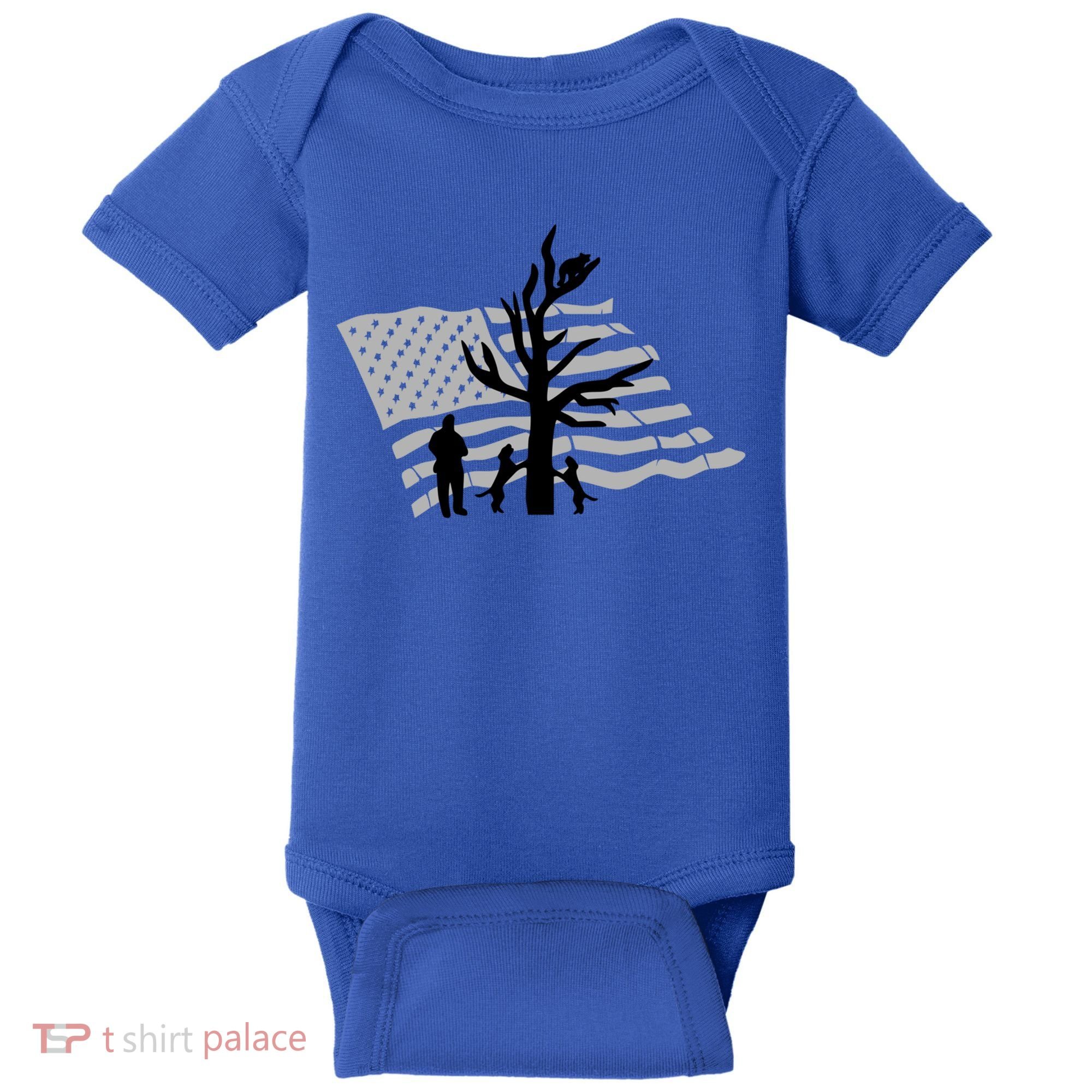 Patriotic Coon Hunting Dogs American Flag Gift Baby Bodysuit