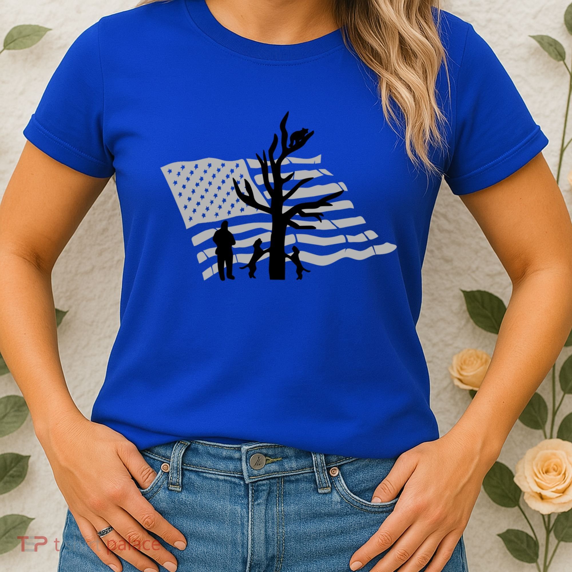 Patriotic Coon Hunting Dogs American Flag Gift Women's T-Shirt