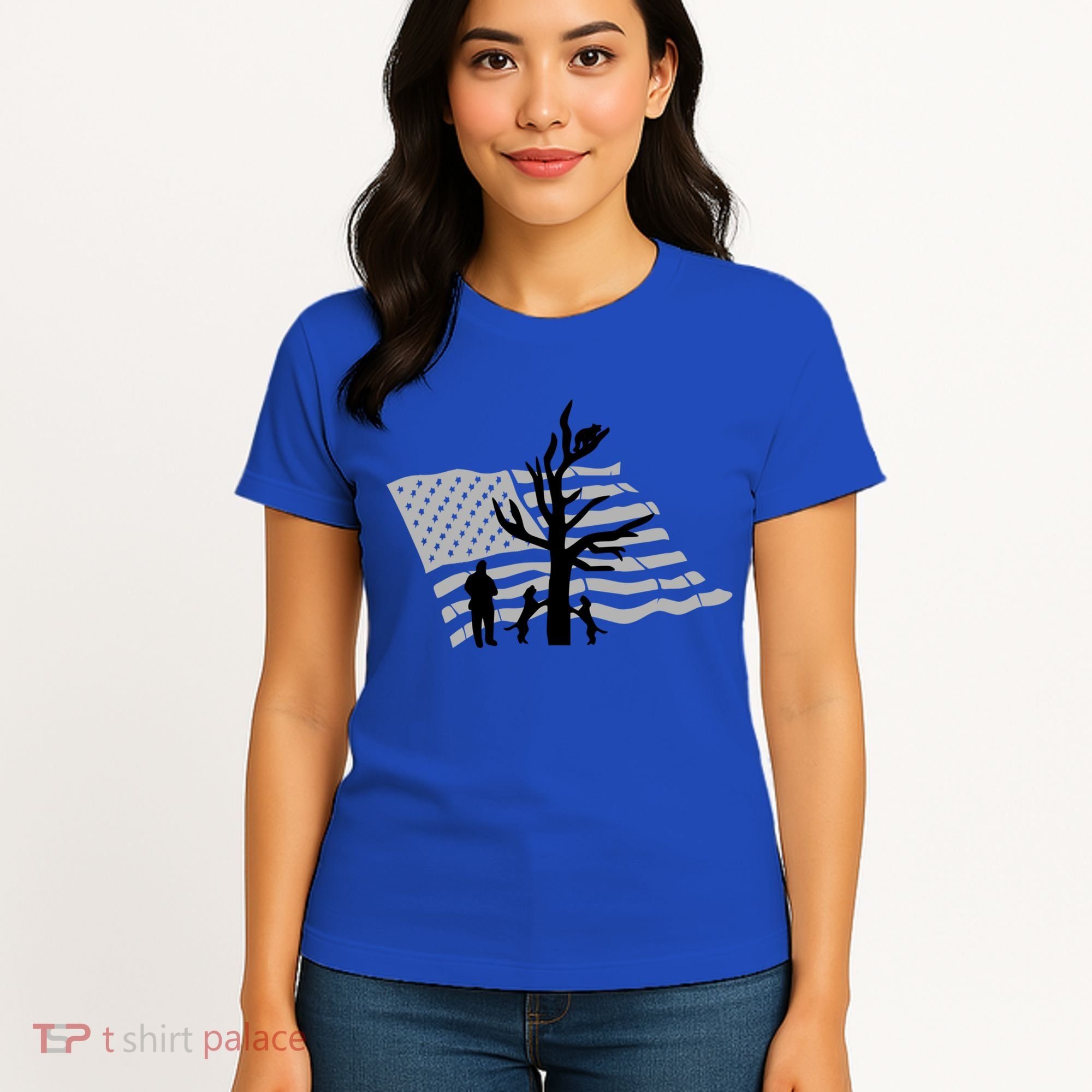 Patriotic Coon Hunting Dogs American Flag Gift Women's T-Shirt