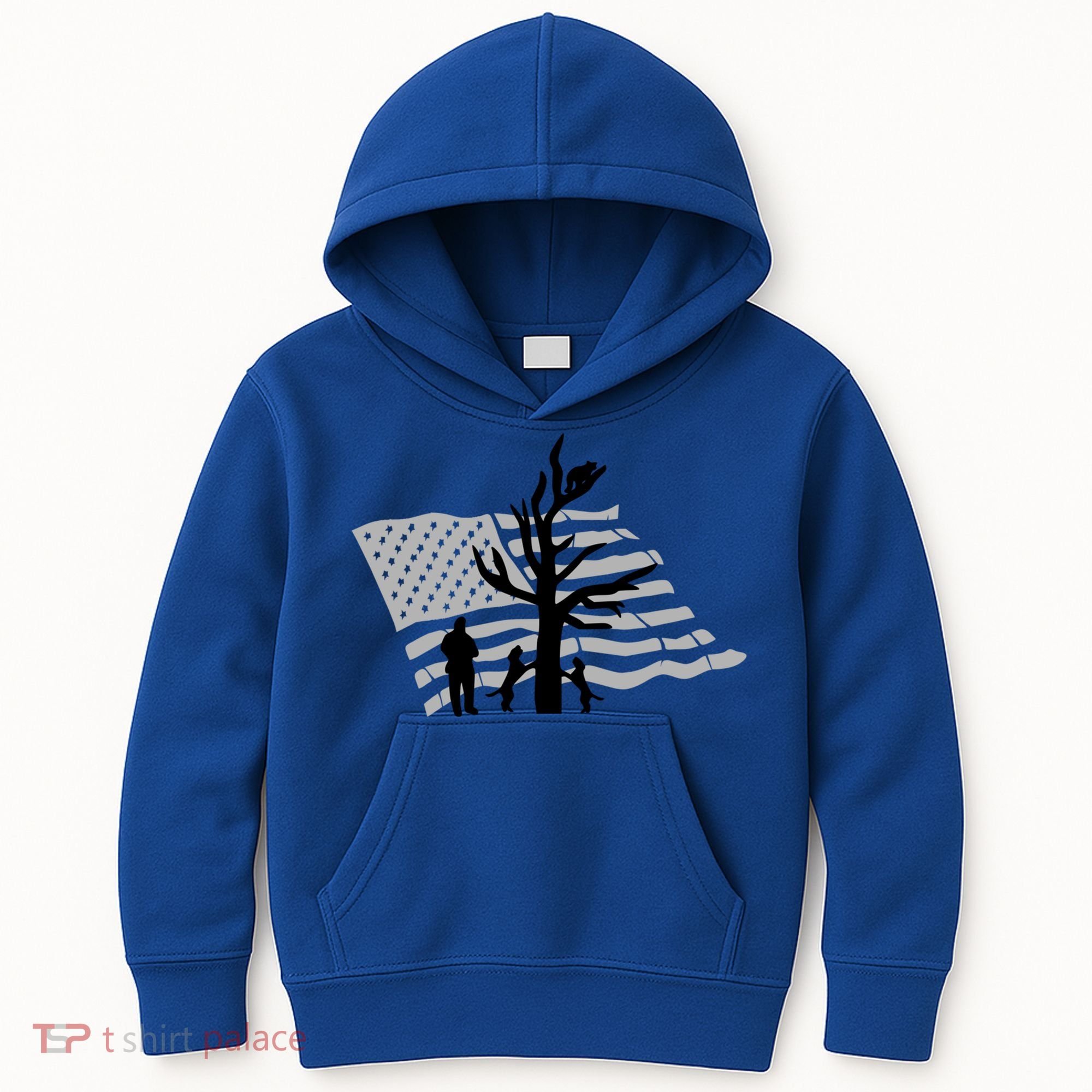 Patriotic Coon Hunting Dogs American Flag Gift Kids Hoodie