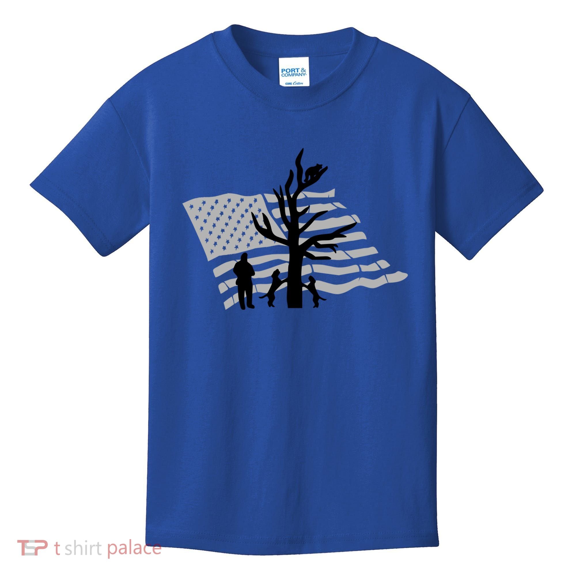 Patriotic Coon Hunting Dogs American Flag Gift Kids T-Shirt