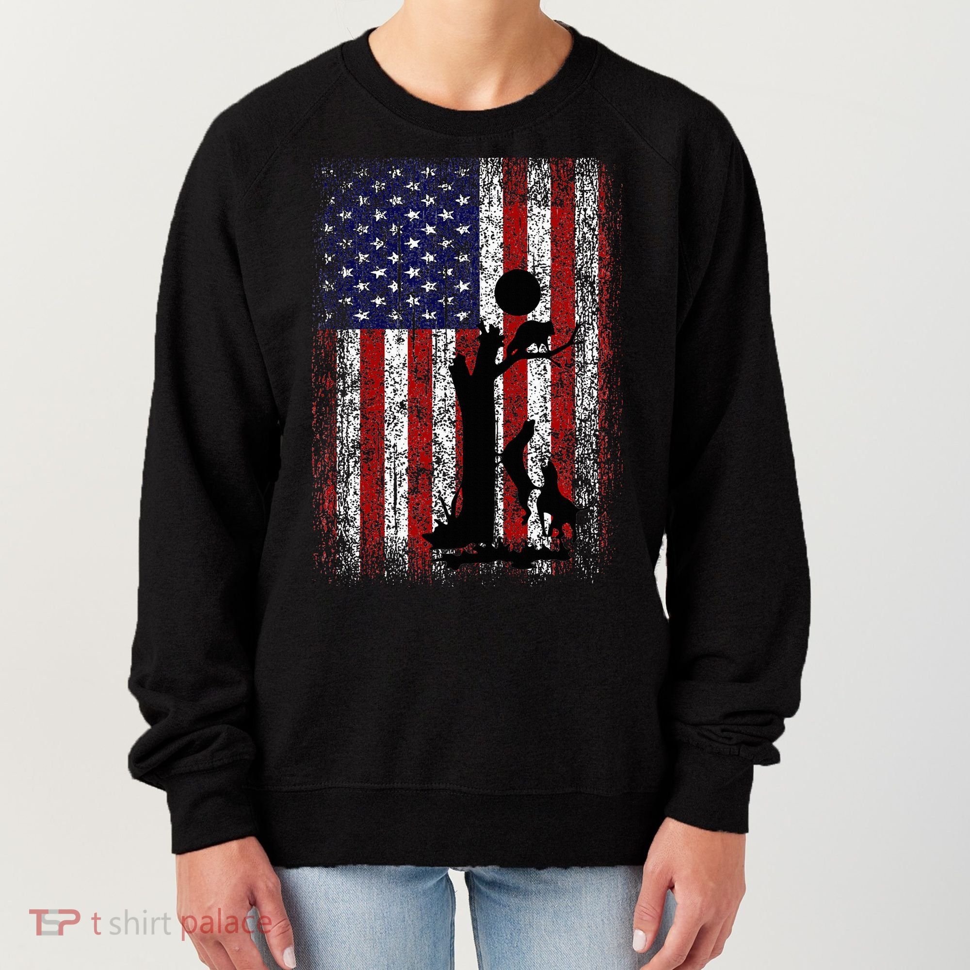Patriotic Coon Hunting Dogs American Flag Women's Sweatshirt