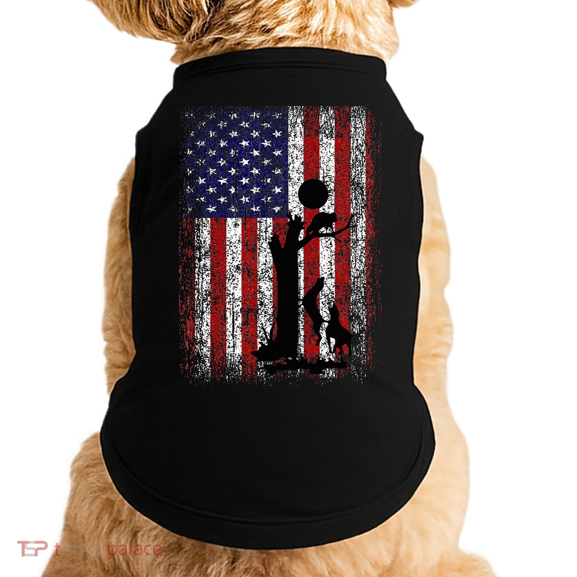 Patriotic Coon Hunting Dogs American Flag Doggie Tank