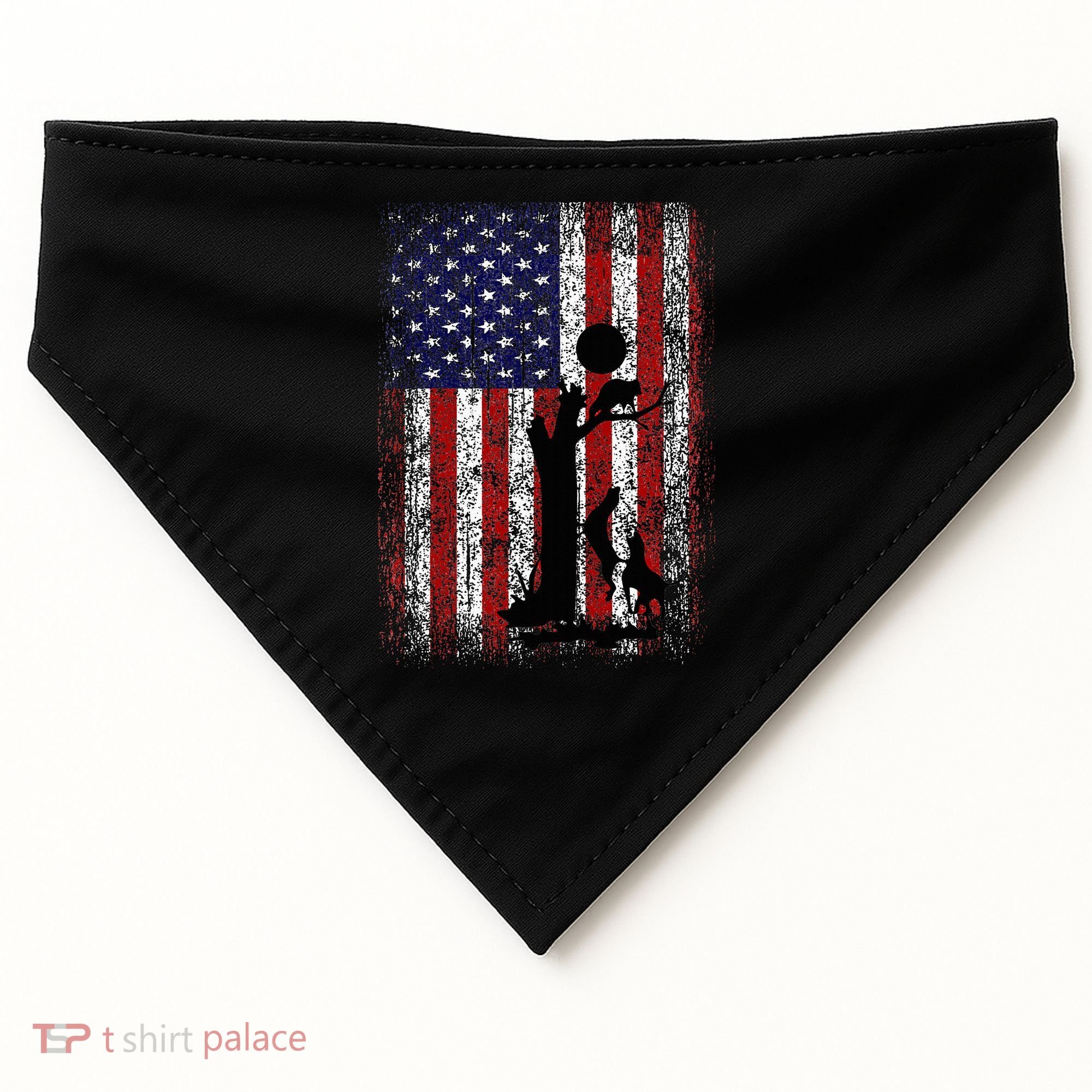 Patriotic Coon Hunting Dogs American Flag USA-Made Doggie Bandana