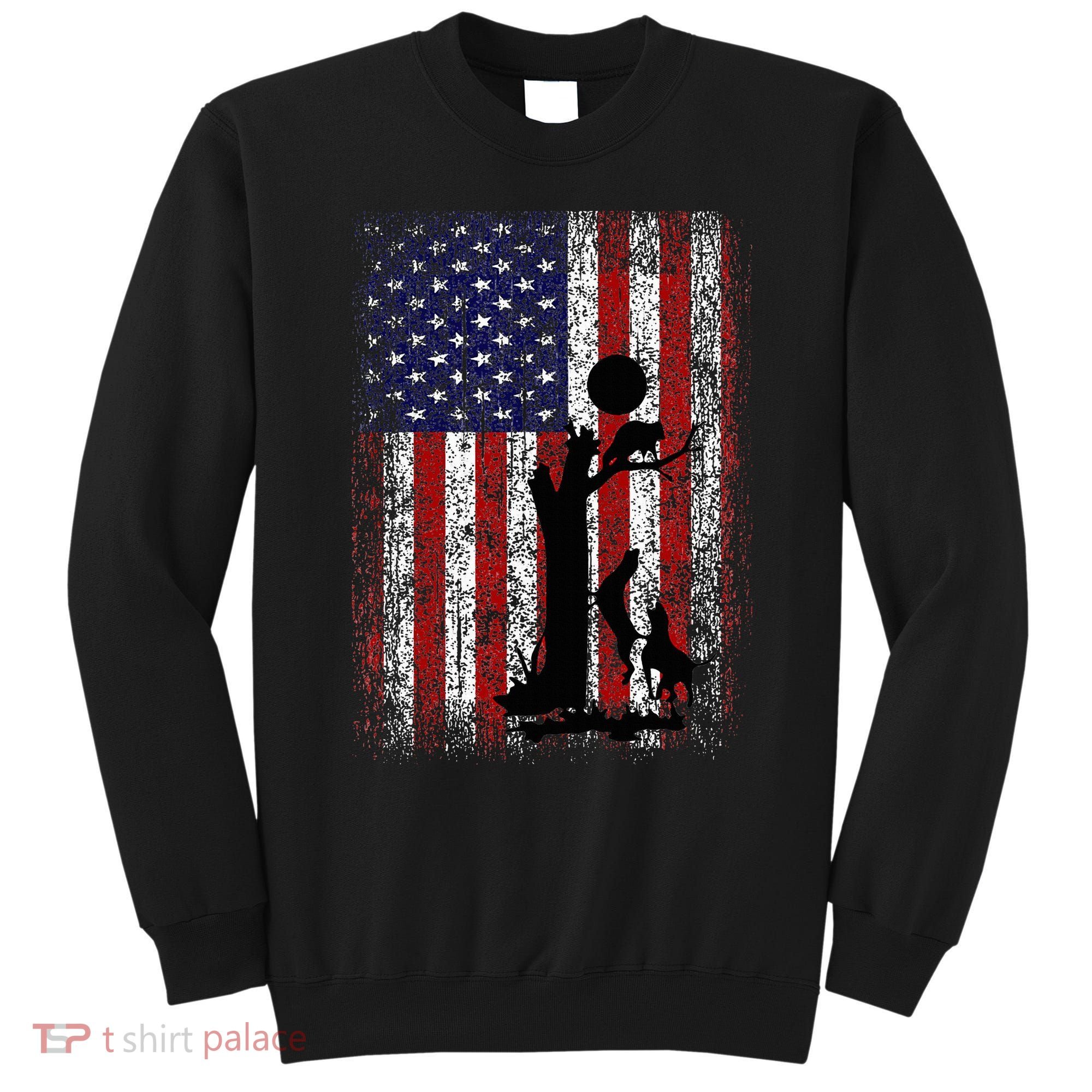 Patriotic Coon Hunting Dogs American Flag Sweatshirt