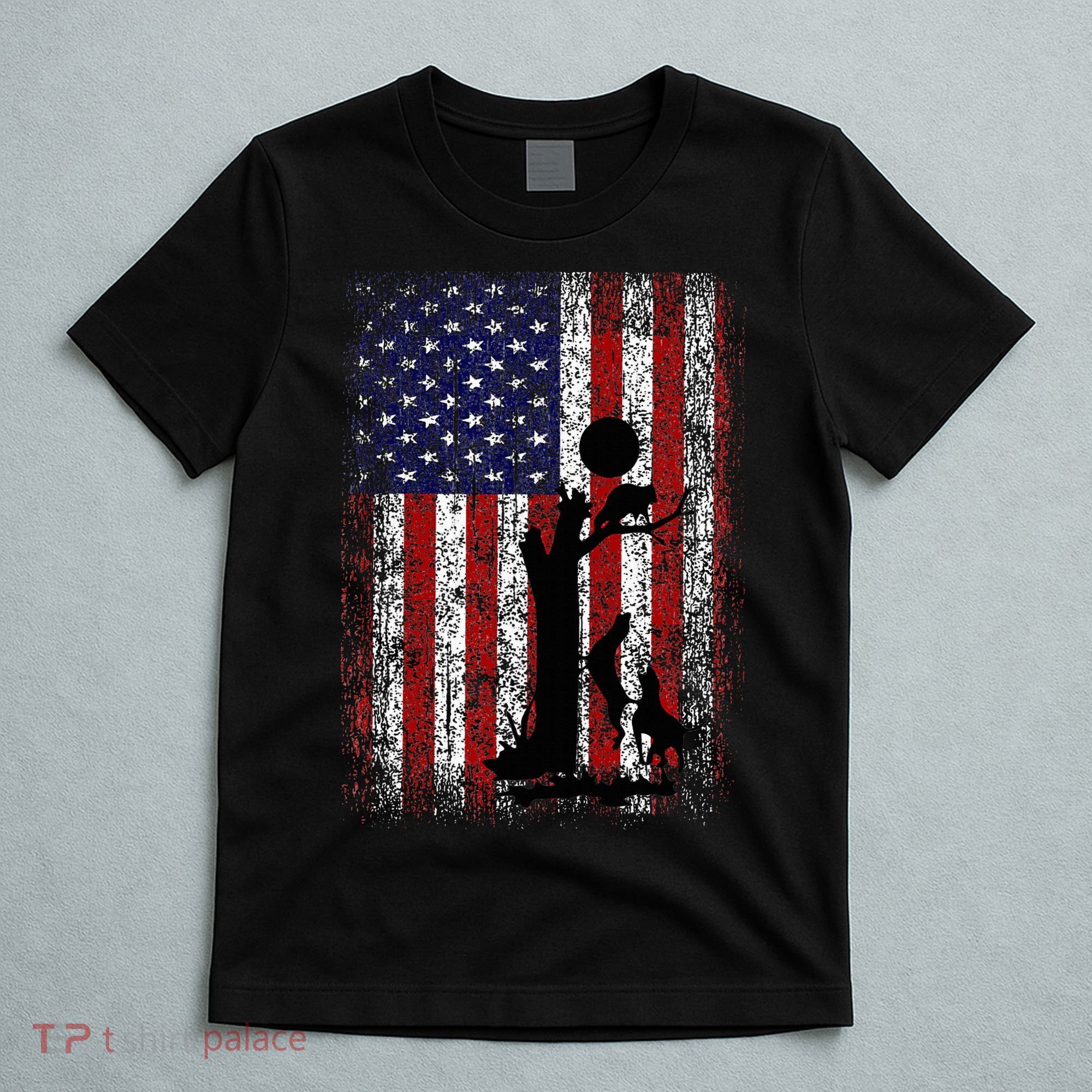 Patriotic Coon Hunting Dogs American Flag T-Shirt
