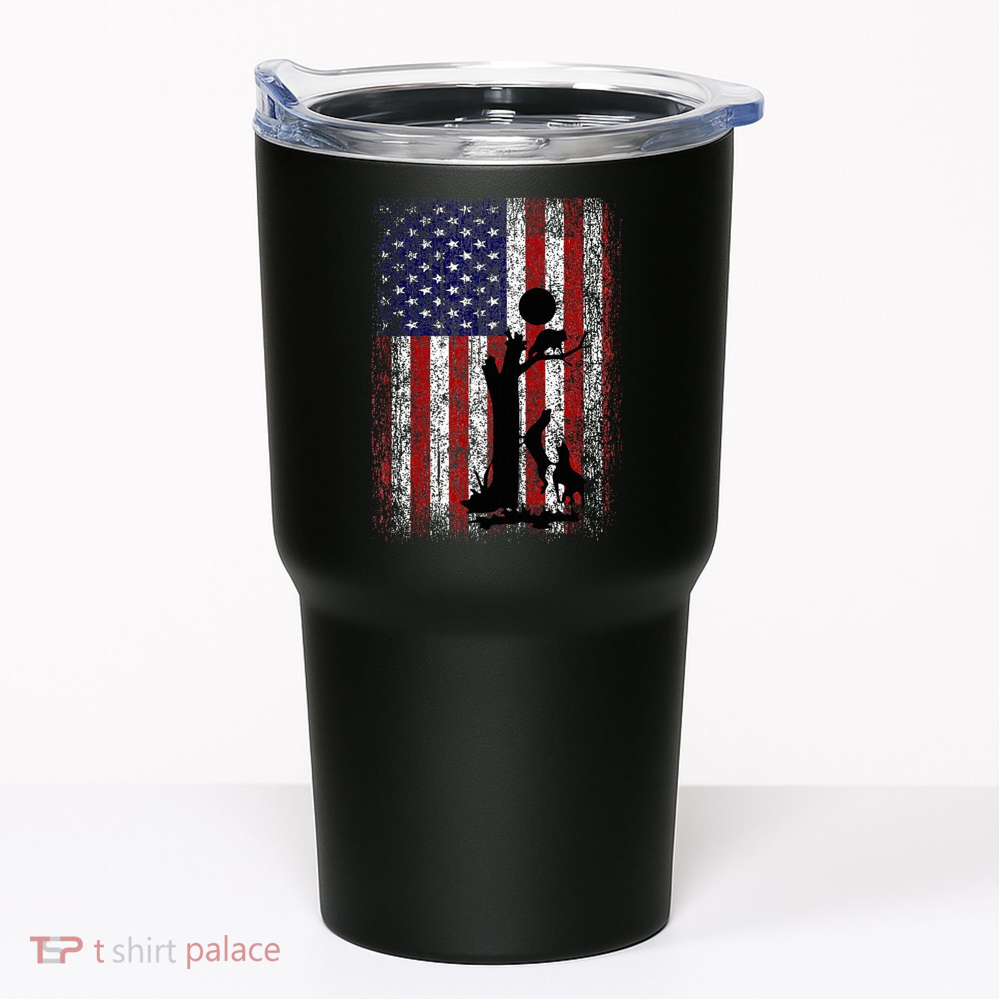 Patriotic Coon Hunting Dogs American Flag Tumbler