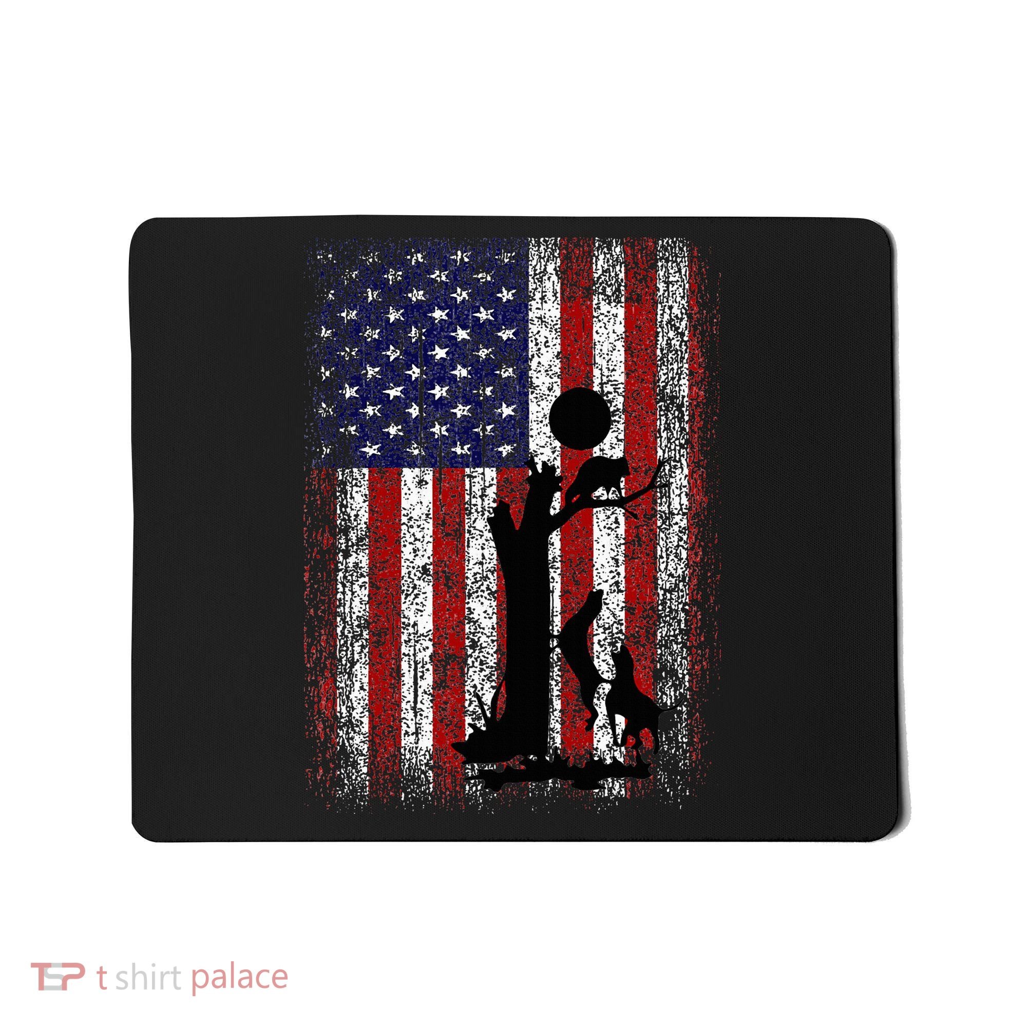 Patriotic Coon Hunting Dogs American Flag Mousepad
