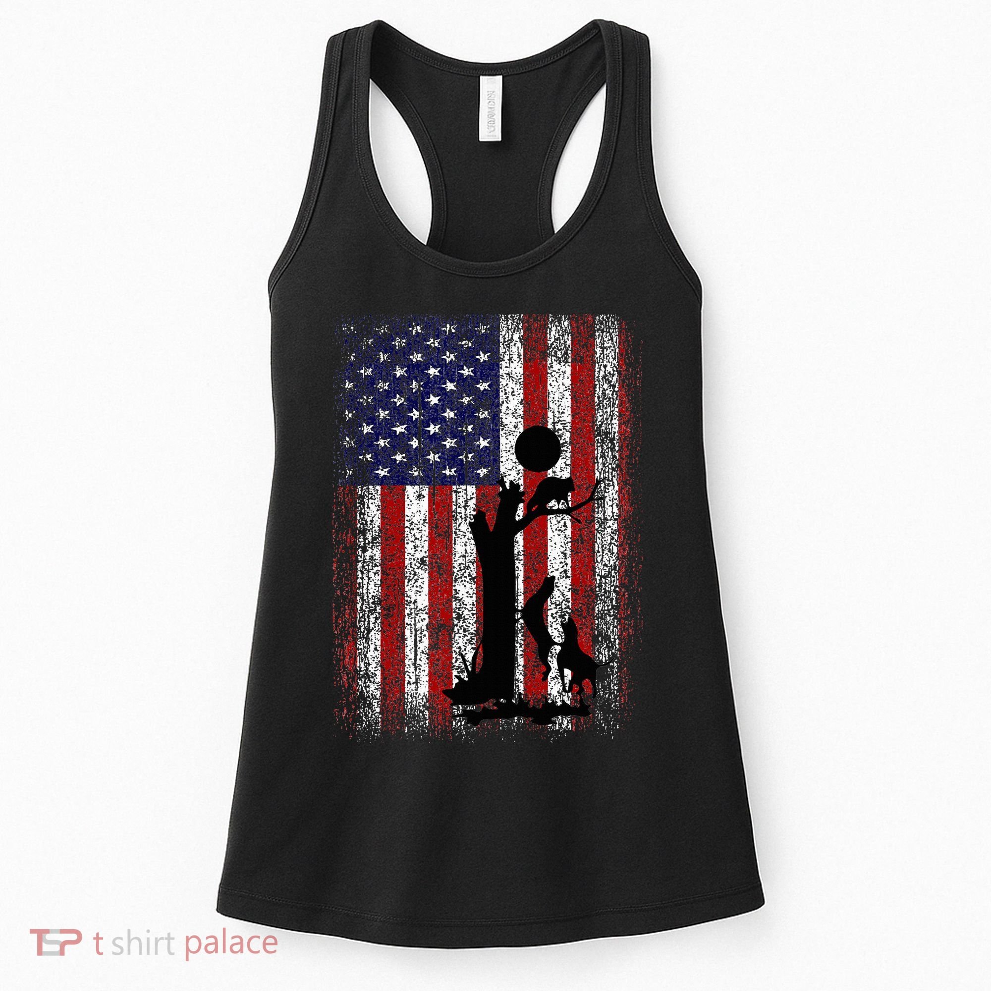 Patriotic Coon Hunting Dogs American Flag Women's Tank Top