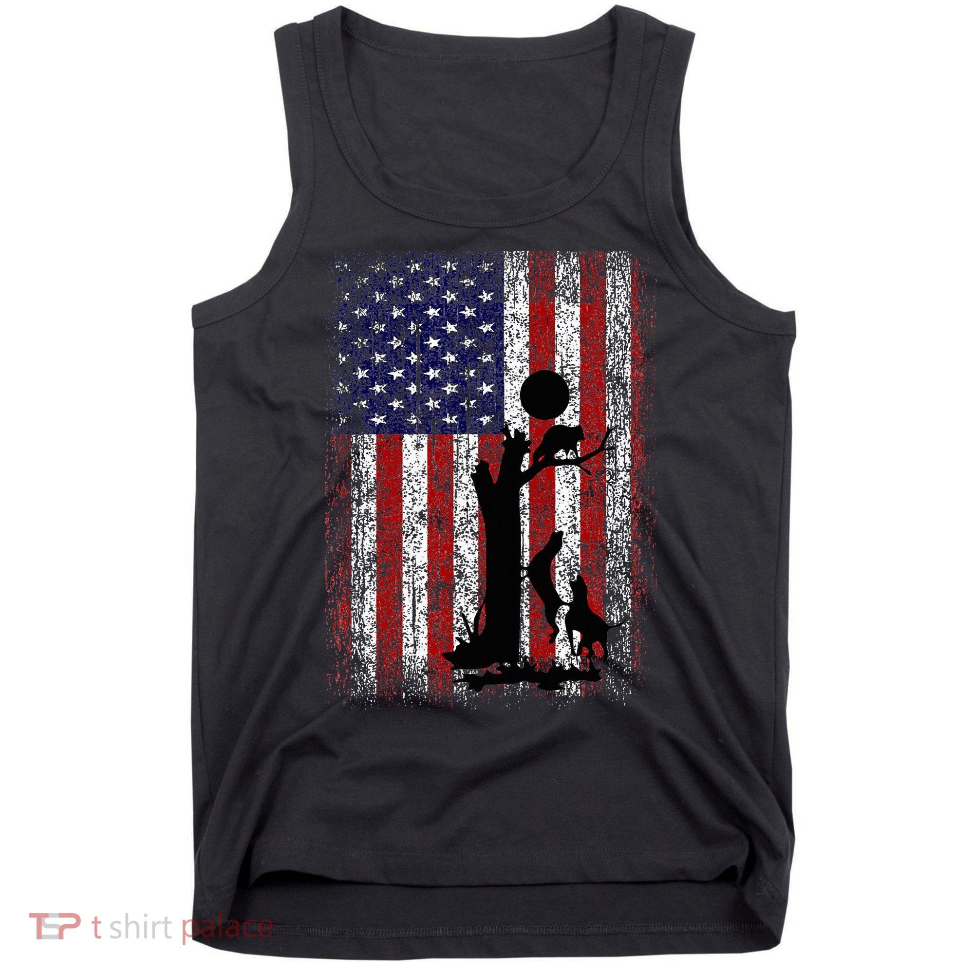 Patriotic Coon Hunting Dogs American Flag Tank Top