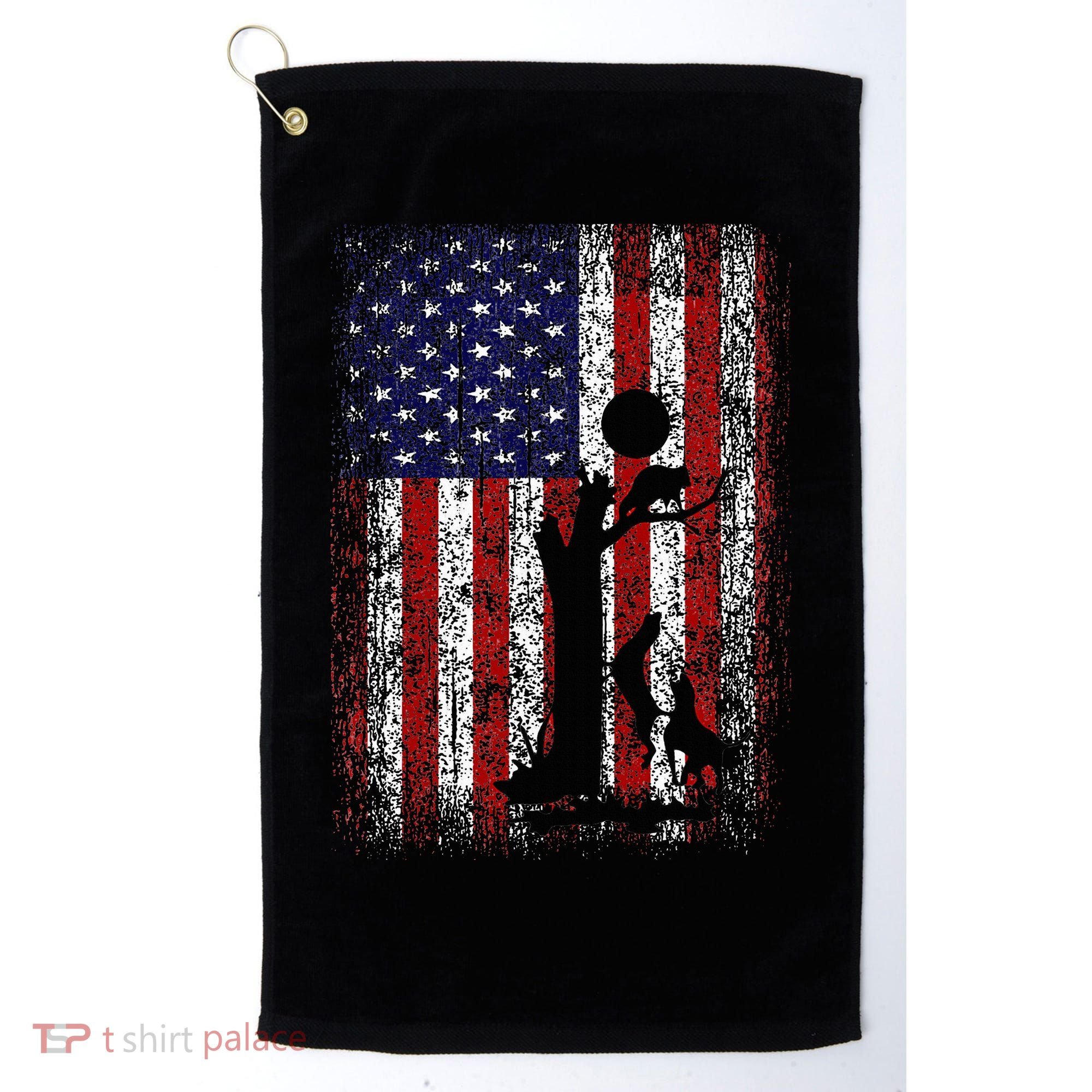 Patriotic Coon Hunting Dogs American Flag Golf Towel