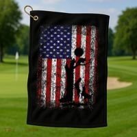 Patriotic Coon Hunting Dogs American Flag Golf Towel thumb 1