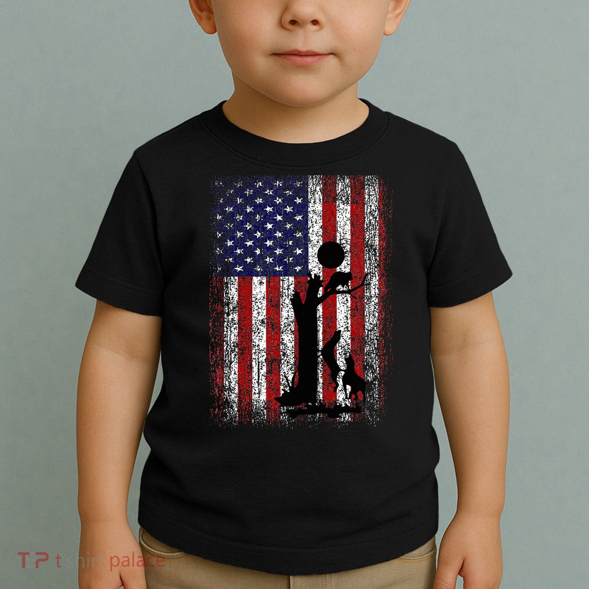 Patriotic Coon Hunting Dogs American Flag Toddler T-Shirt
