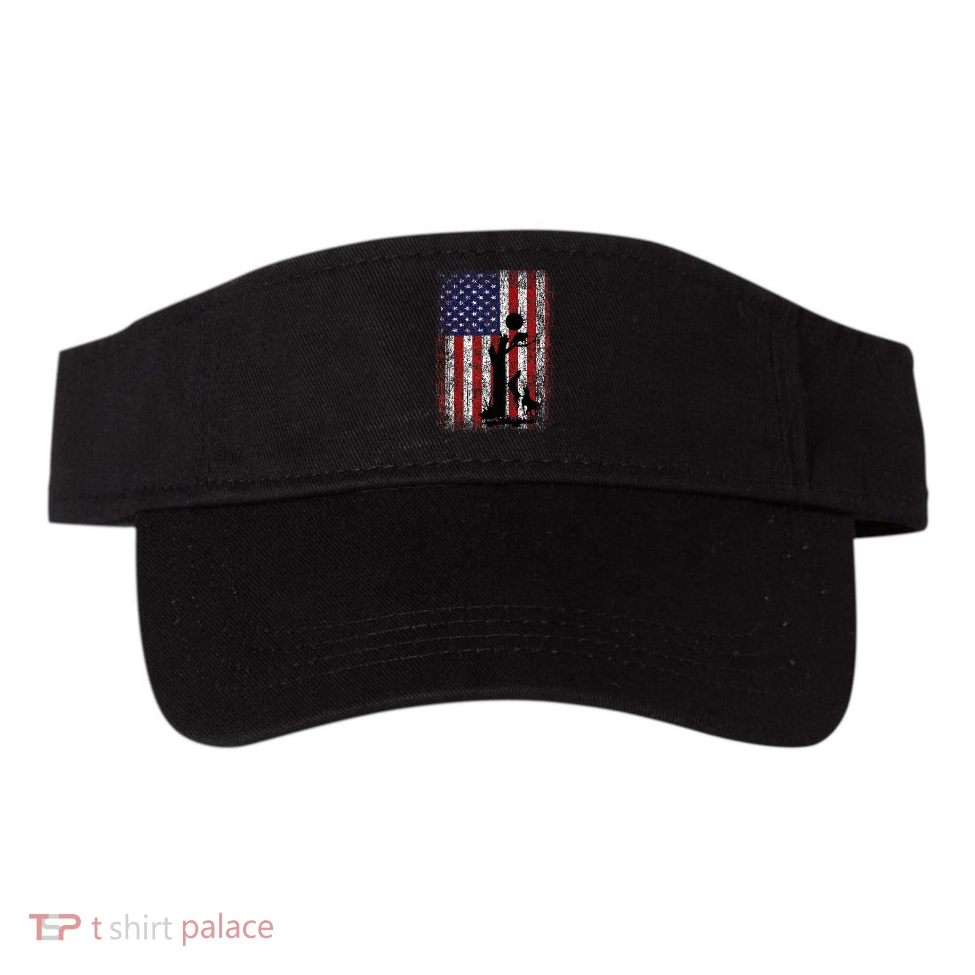 Patriotic Coon Hunting Dogs American Flag Visor