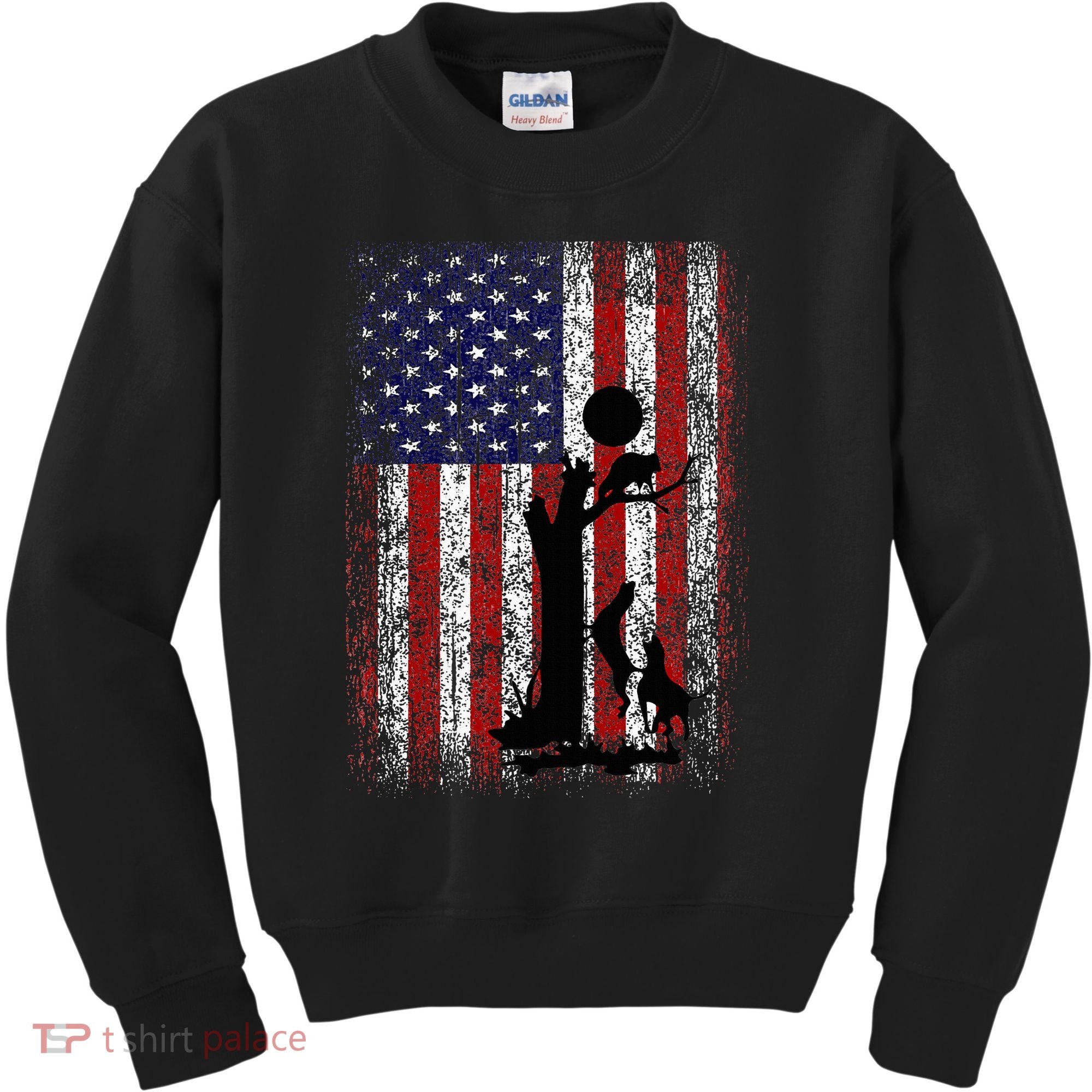 Patriotic Coon Hunting Dogs American Flag Kids Sweatshirt