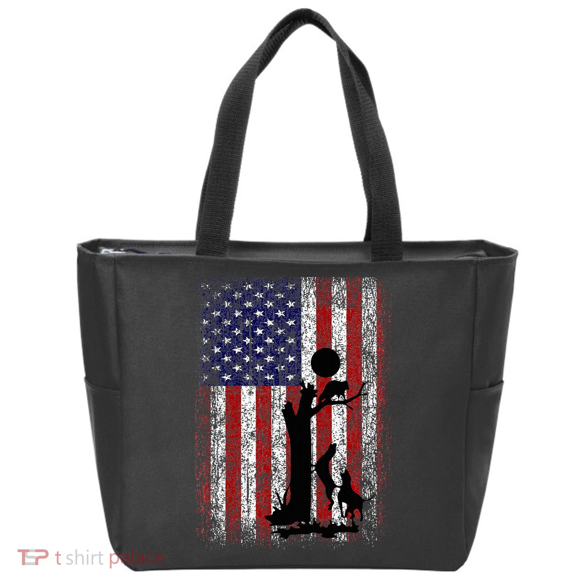 Patriotic Coon Hunting Dogs American Flag Tote Bag