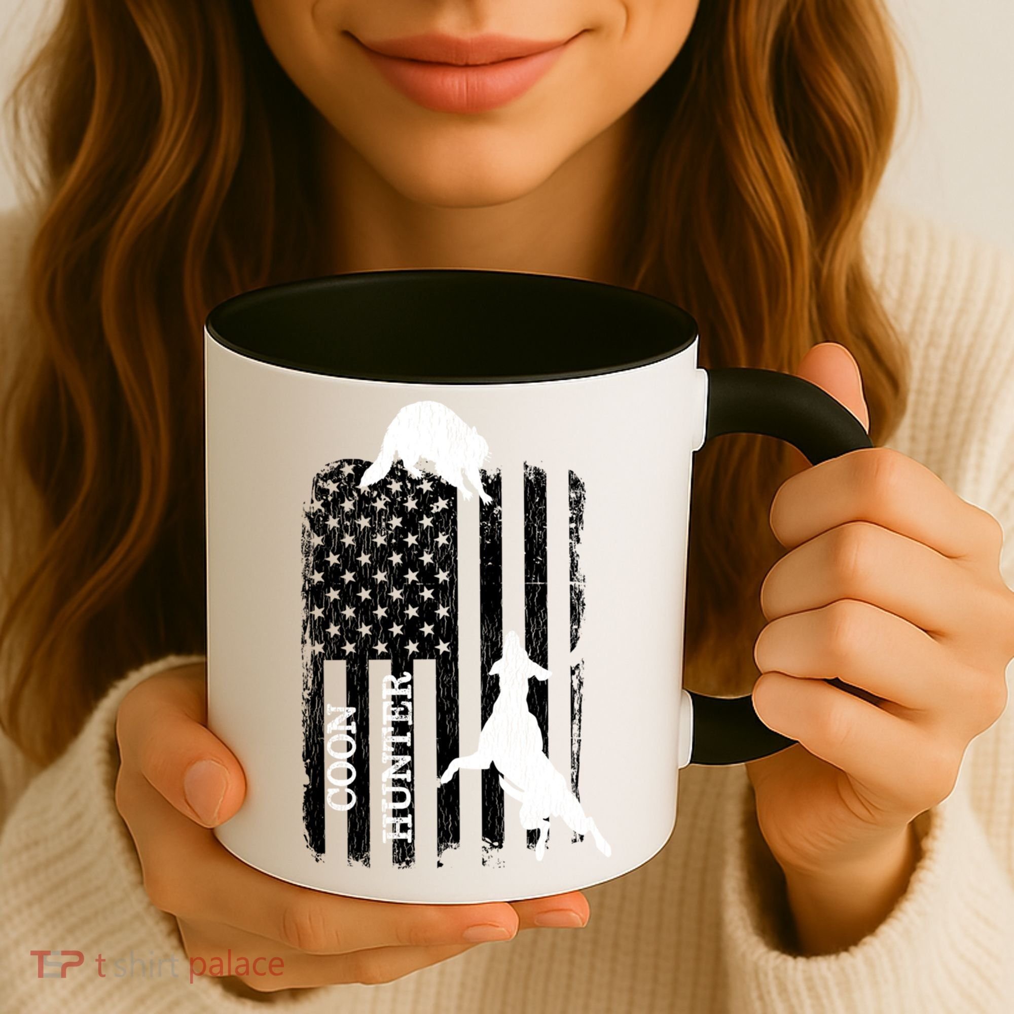 Patriotic Coon Hunting Dogs American Flag Gift Coffee Mug
