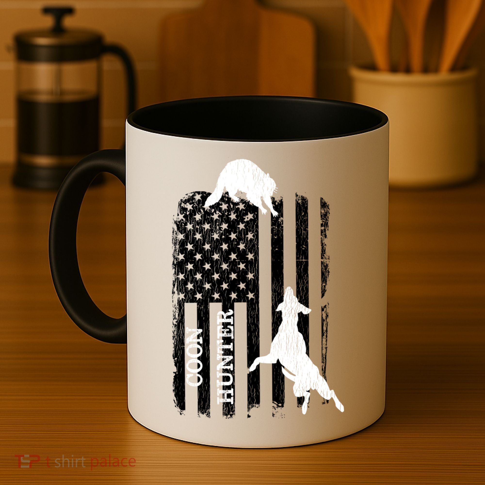 Patriotic Coon Hunting Dogs American Flag Gift Coffee Mug