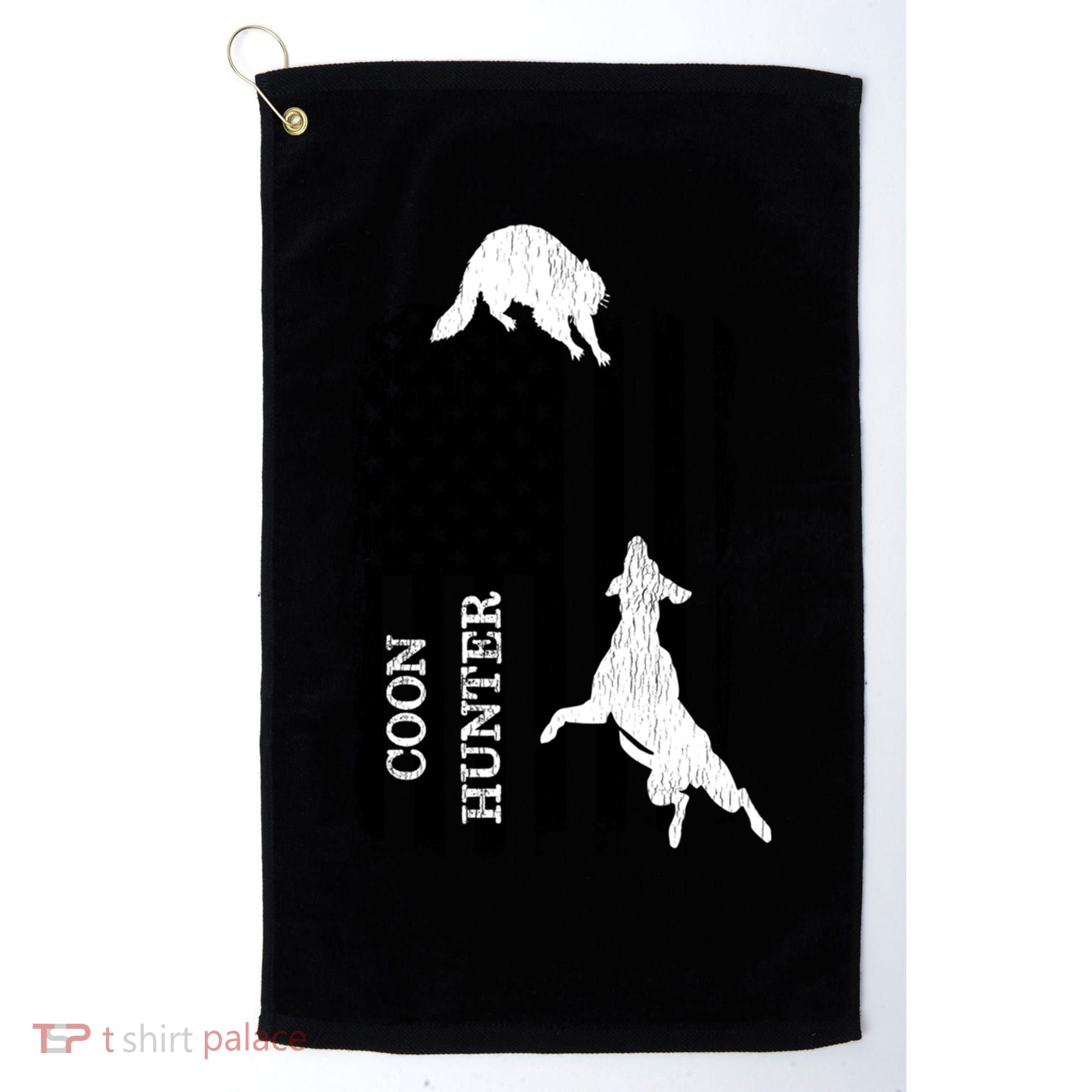 Patriotic Coon Hunting Dogs American Flag Gift Golf Towel