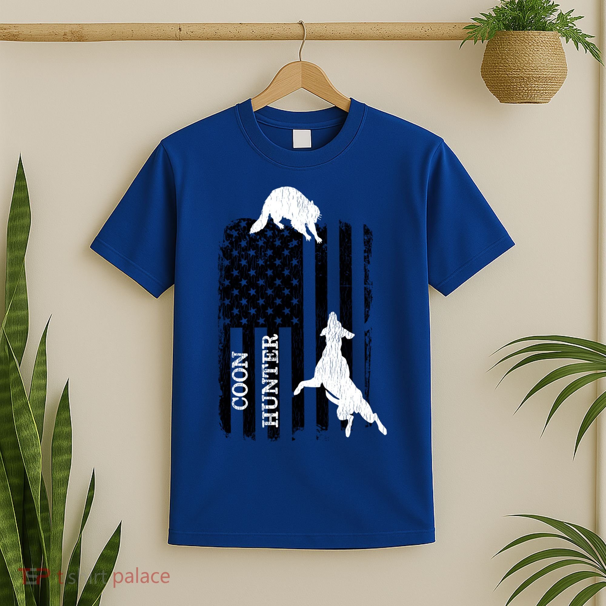 Patriotic Coon Hunting Dogs American Flag Gift T-Shirt