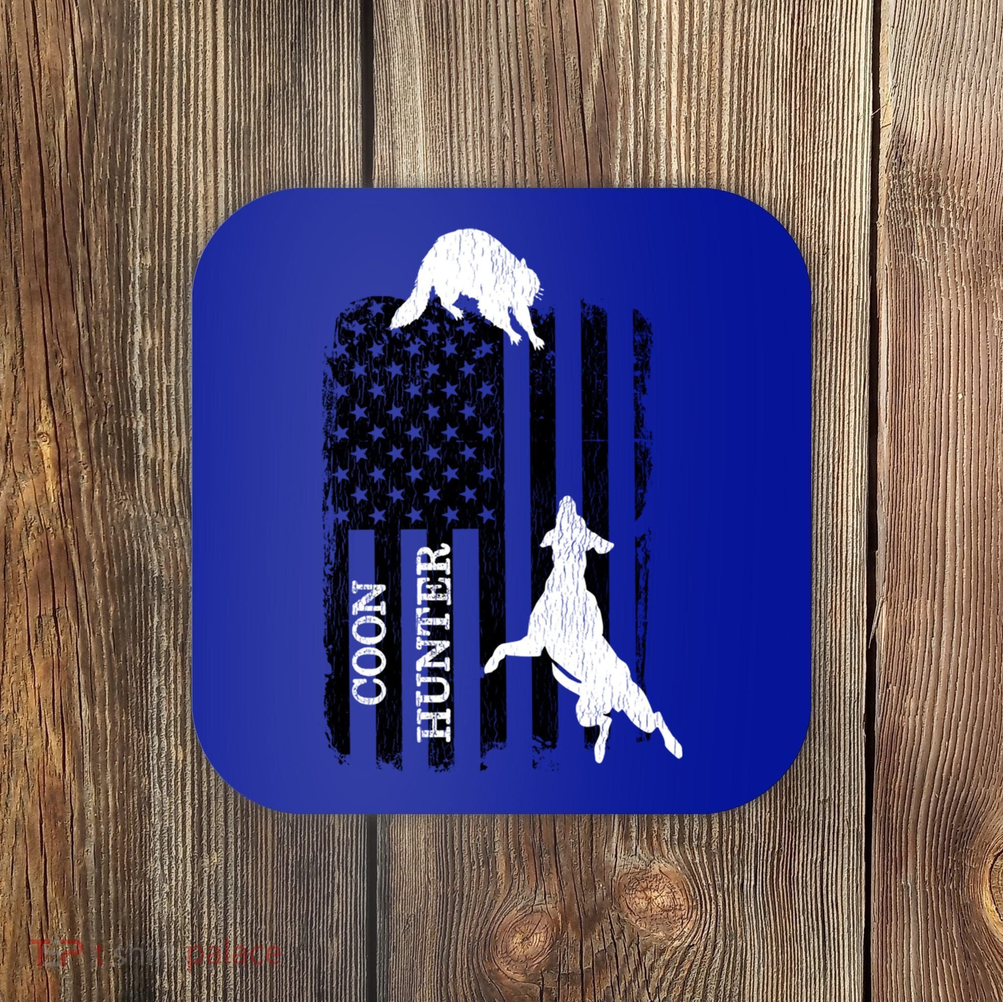 Patriotic Coon Hunting Dogs American Flag Gift Coaster