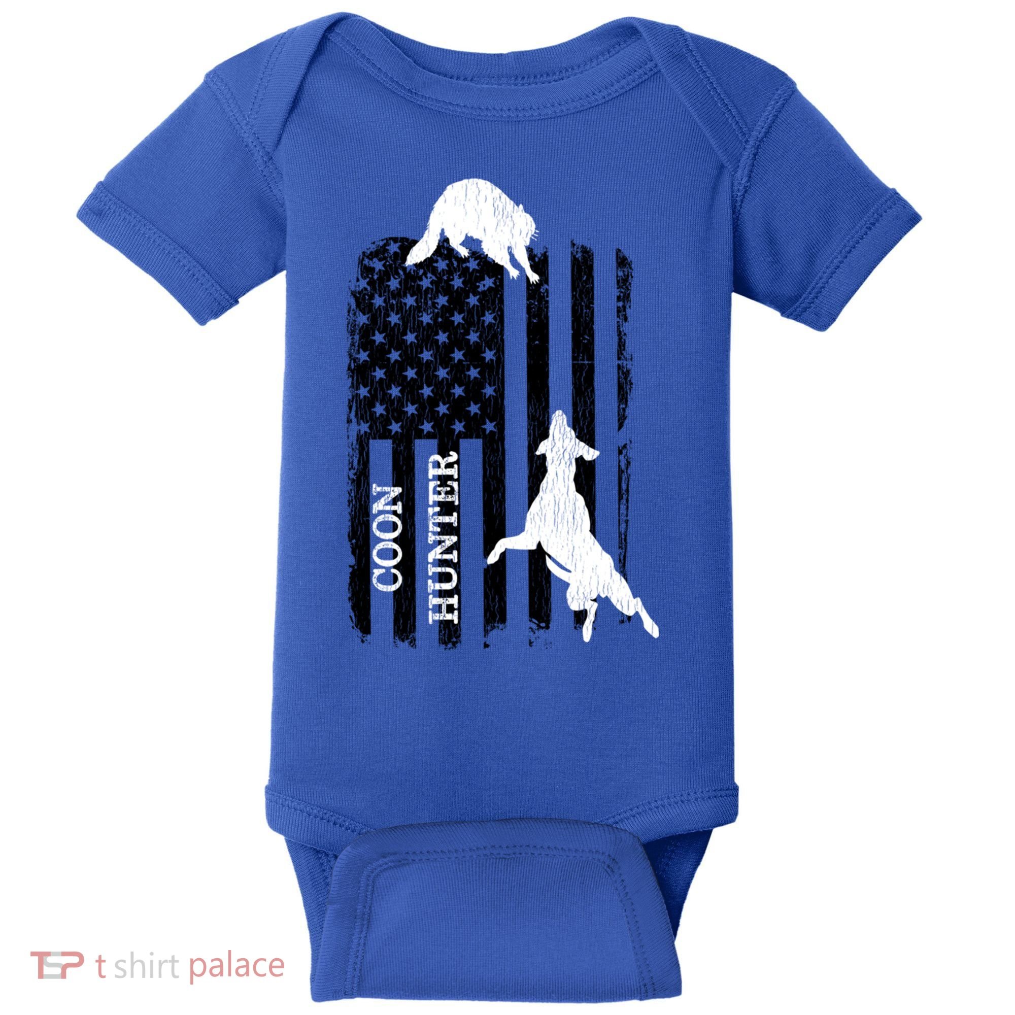 Patriotic Coon Hunting Dogs American Flag Gift Baby Bodysuit