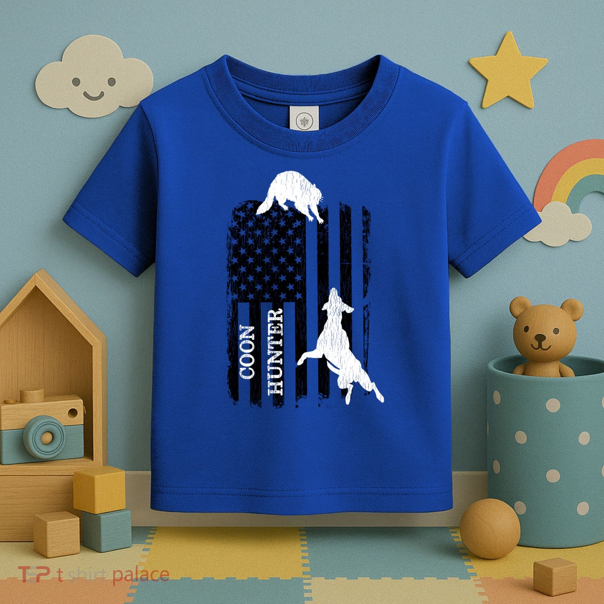 Patriotic Coon Hunting Dogs American Flag Gift Toddler T-Shirt
